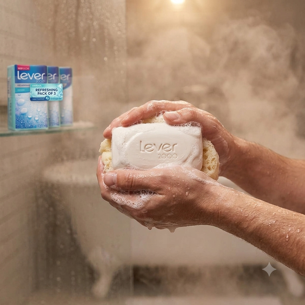 Lever 2000 Original Bar Soap 3.75oz Pack of 3 Refreshingly Clean Face Body Wash
