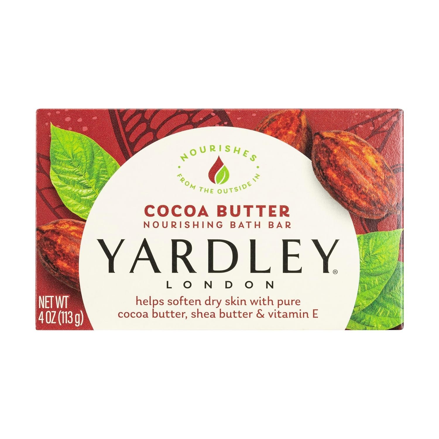Nourishing Bath Soap Bar Cocoa Butter, Helps Soften Dry Skin with Pure Cocoa But