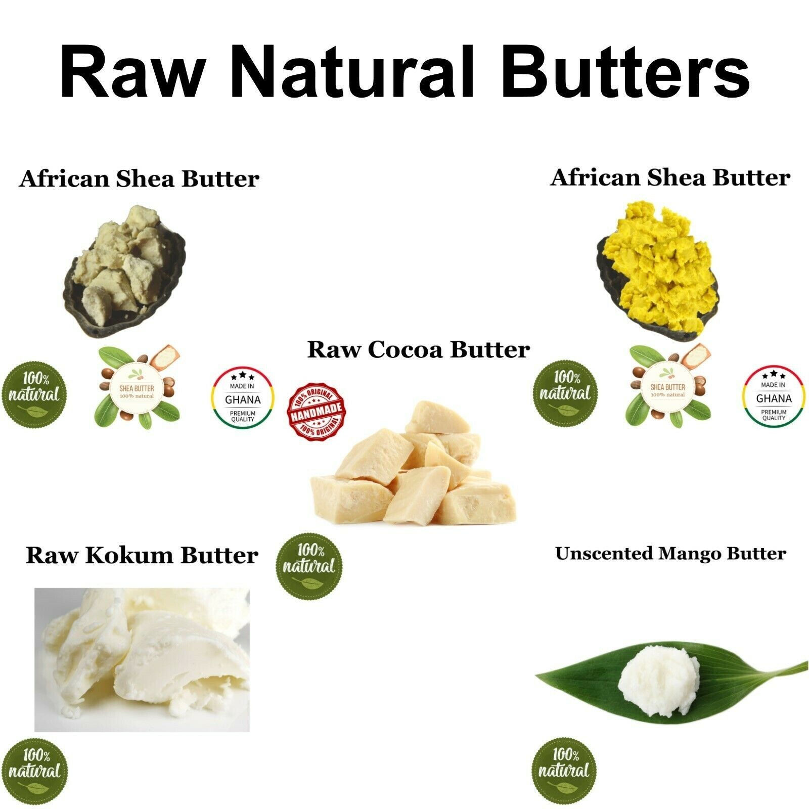 Raw African Shea Butter 8 oz. Black Soap Paste Pure TRIO PACK CONTAINERS Organic