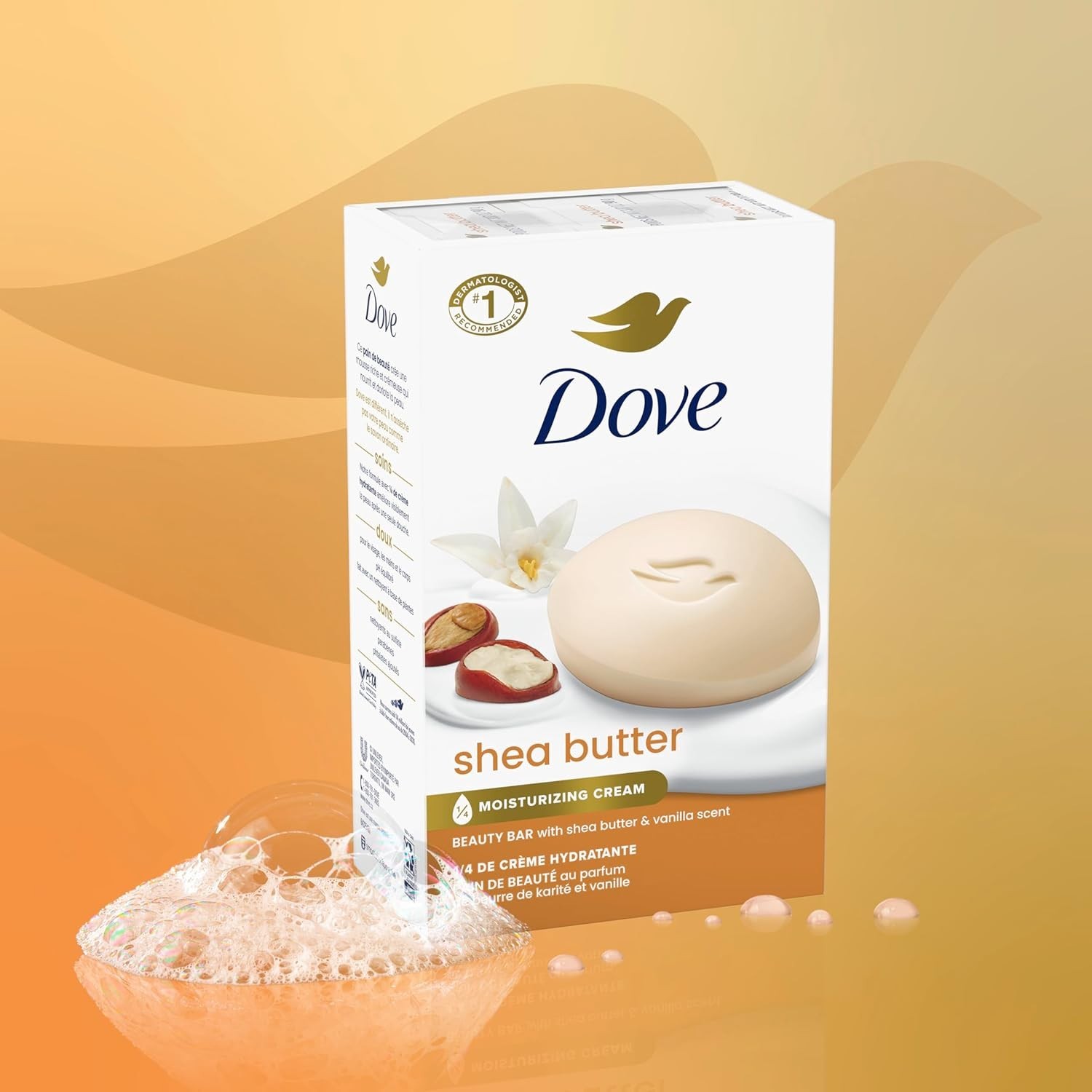 Dove Beauty Bar Soap Shea Butter 8 Bars • 3.75oz Moisturizing Skin Care