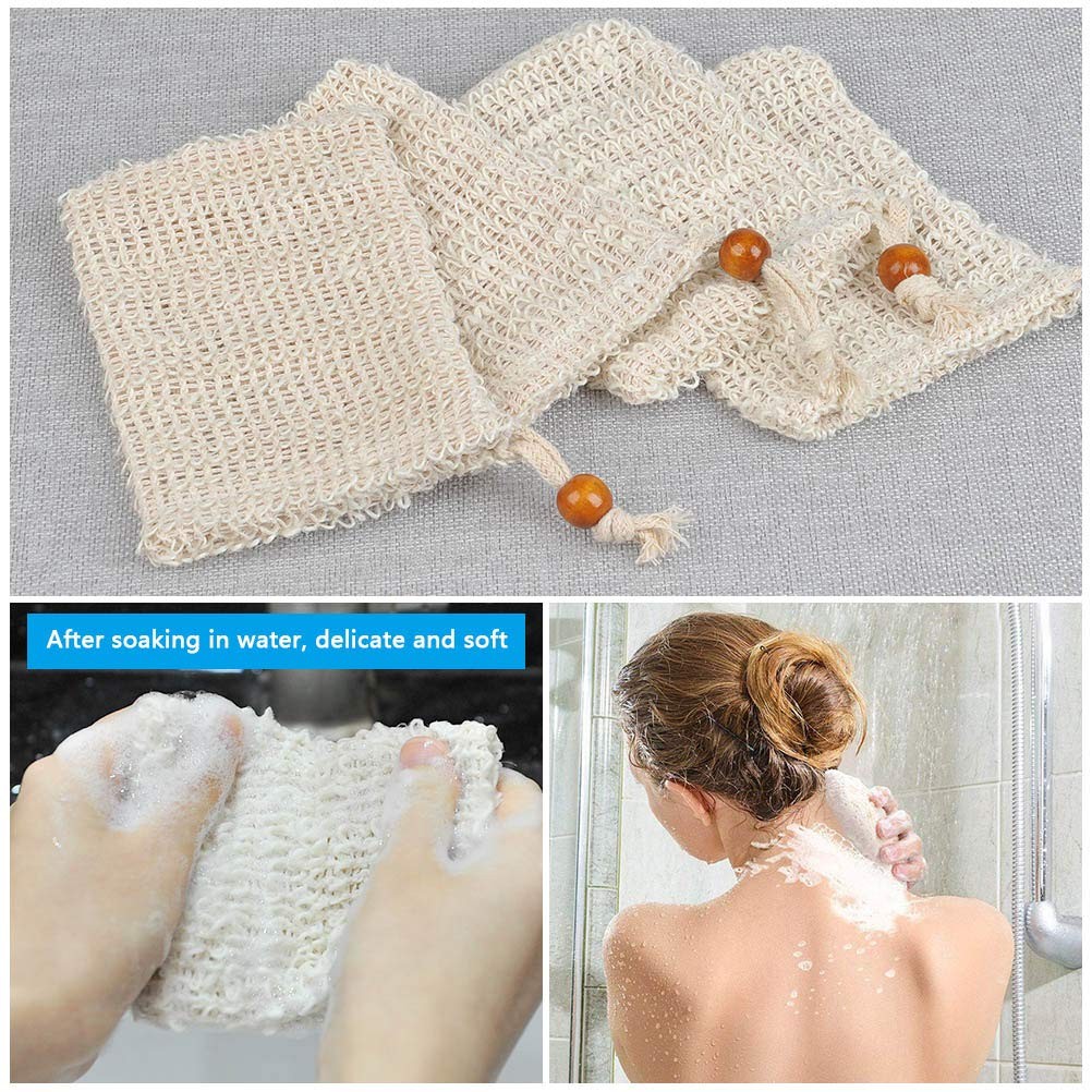 20 Pack Soap Exfoliating Bag, Natural Soap Saver Hand Made Sisal Mesh Soap Ba…