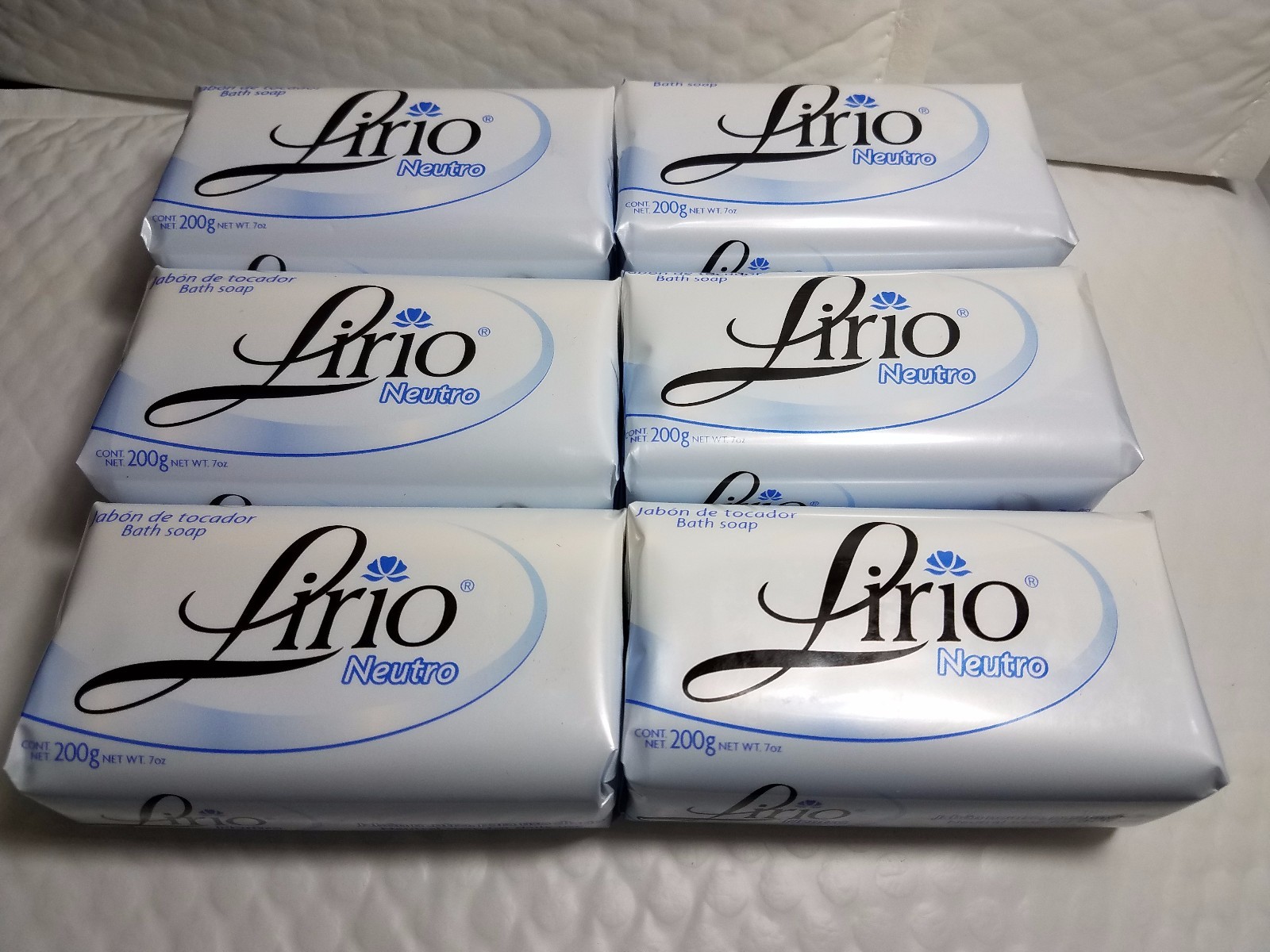 6 PACK LIRIO NEUTRO BATH SOAP BIG SIZE 200 GR NET WT 7 OZ NEUTRAL SOAP RARE