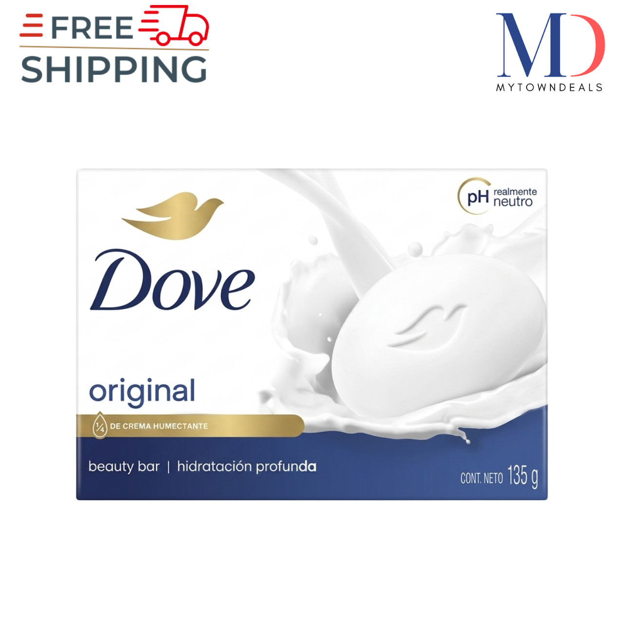 (12 Pack) Dove Original Cream Beauty Bar White Moisturizing Soap 135g/4.75oz