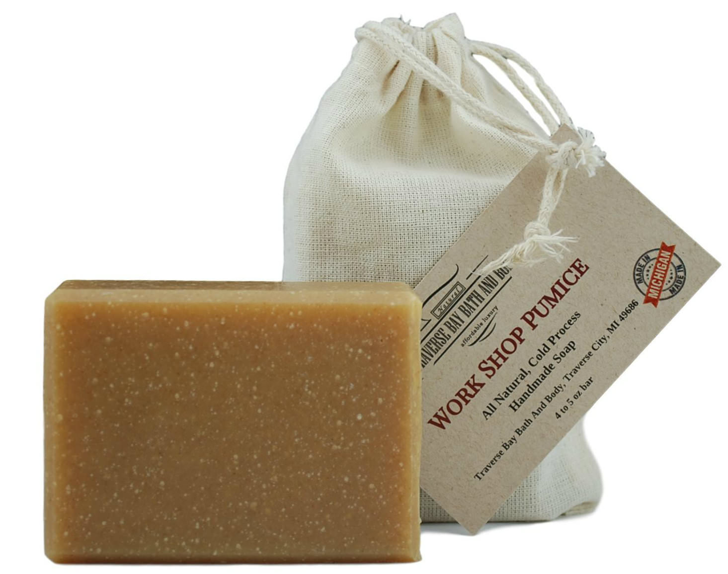 Workshop Pumice with oatmeal, all natural soap, Cold process, Large 5.5-6 oz