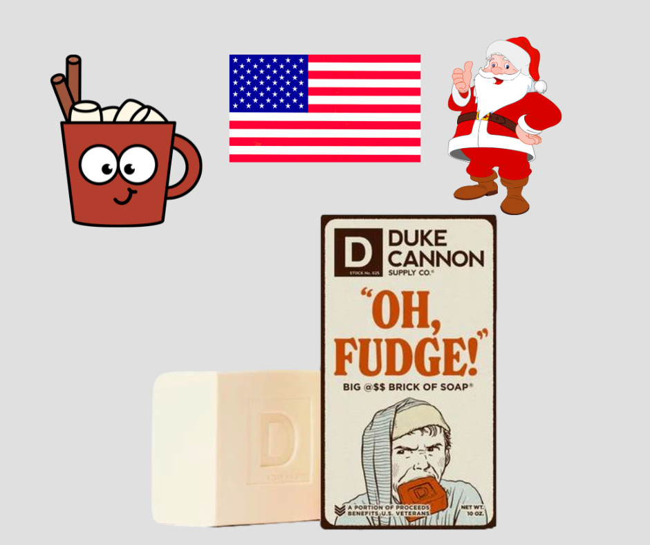 Duke Cannon Oh, Fudge! Big Ass Brick of Soap 10oz Christmas Benefits USA Vets