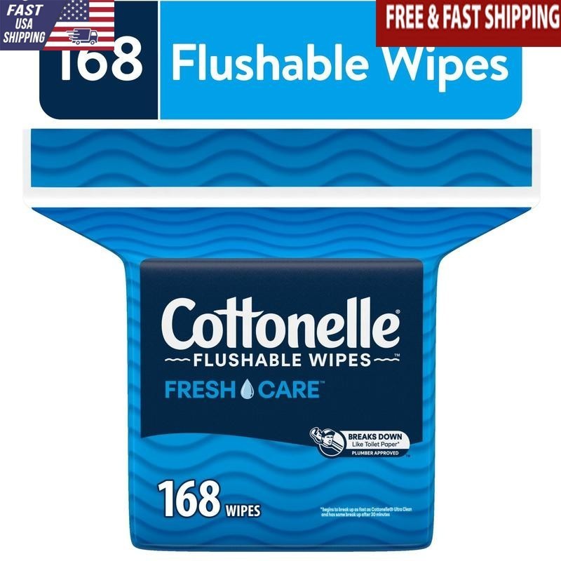 Adult Flushable Wipes Resealable Pack 168 Count Hypoallergenic Septic Safe New