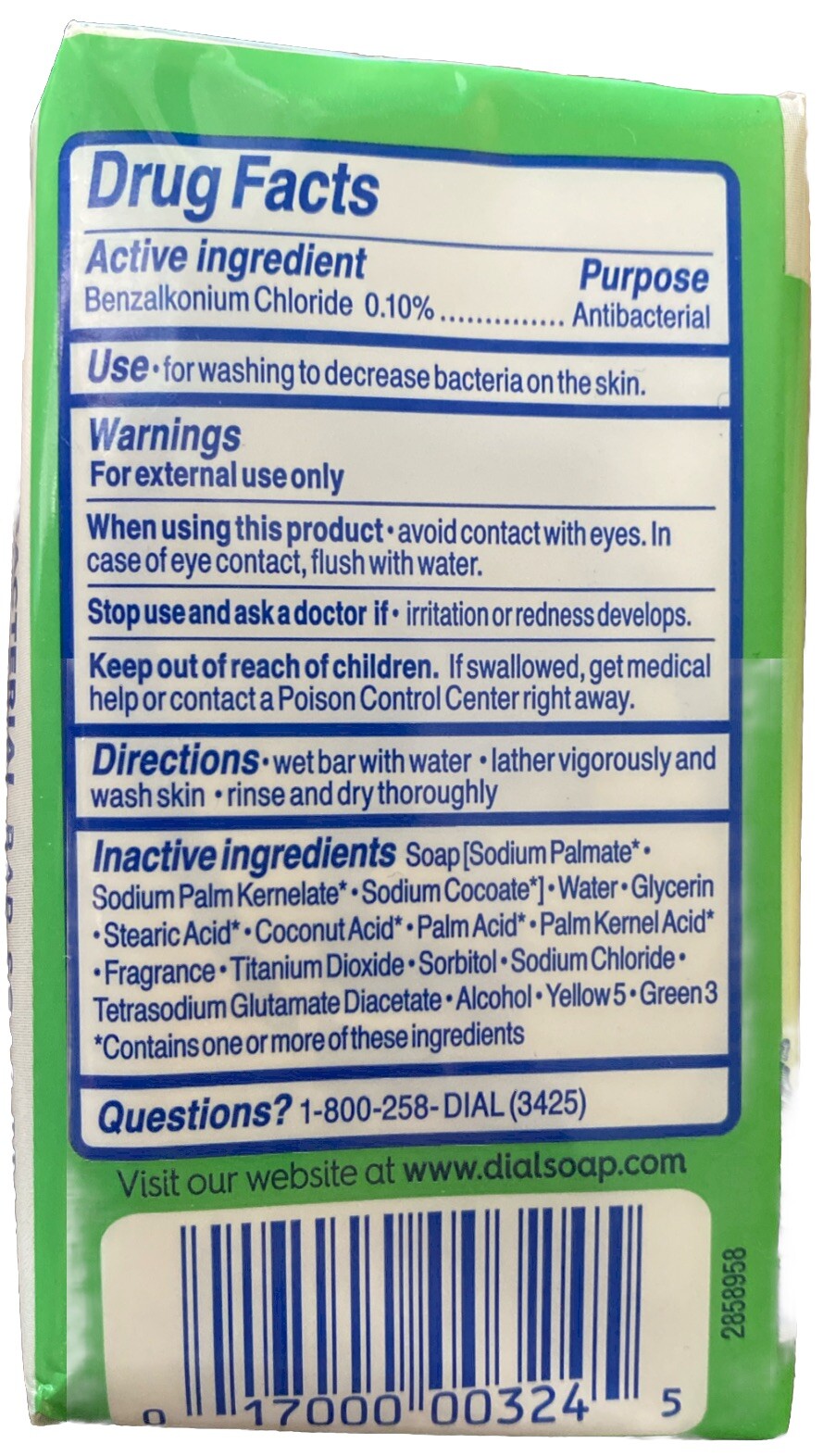 Dial Antibacterial Bar Soap Refresh & Renew Mountain Fresh 4 oz 3 Bars Pack