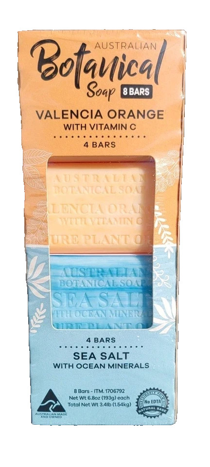 Australian Botanical Soap 8 Bars Valencia Orange Vitamin C Sea Salt Sealed Rare