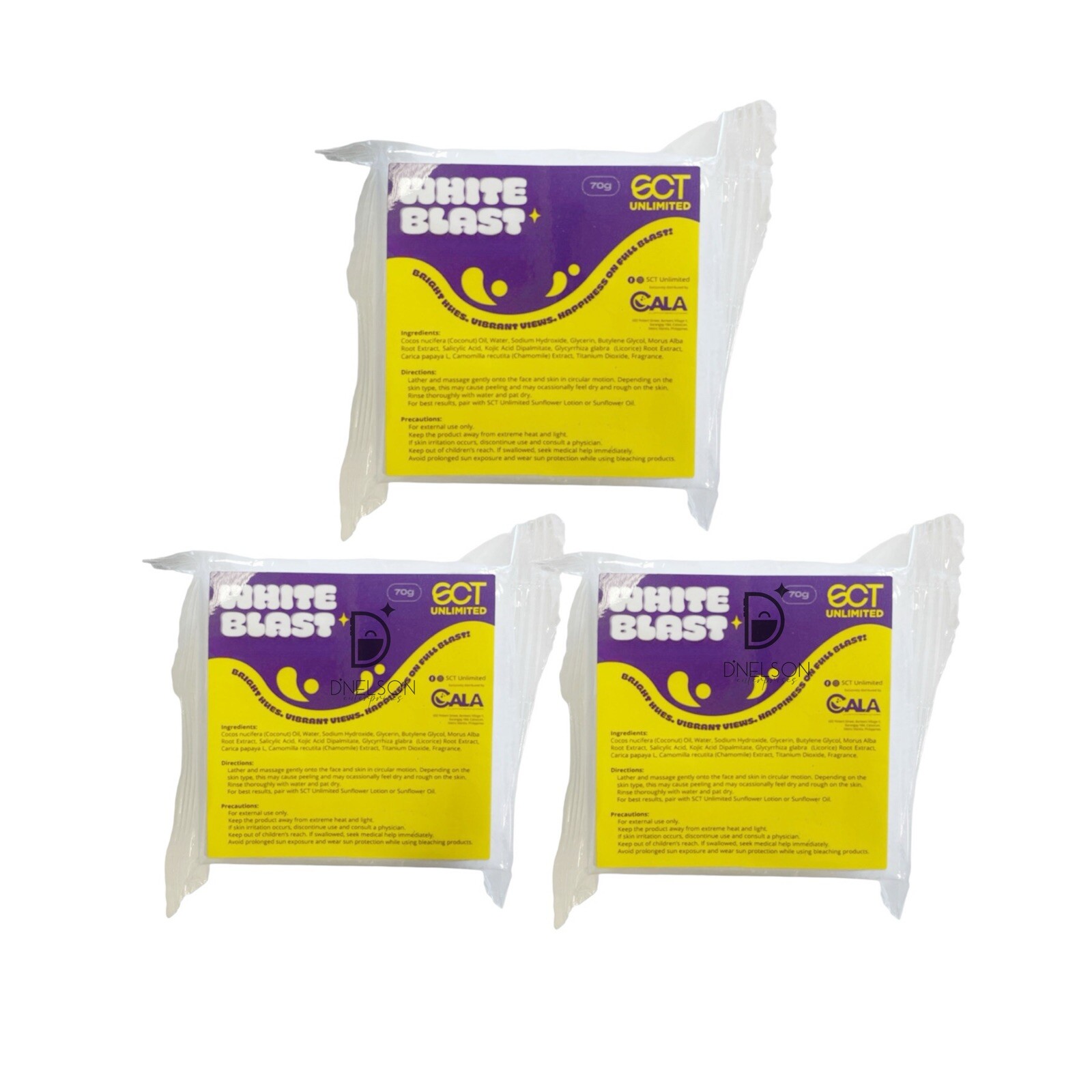 3 Bars SCT Unlimited White Blast Bleaching Soap, 70g Each