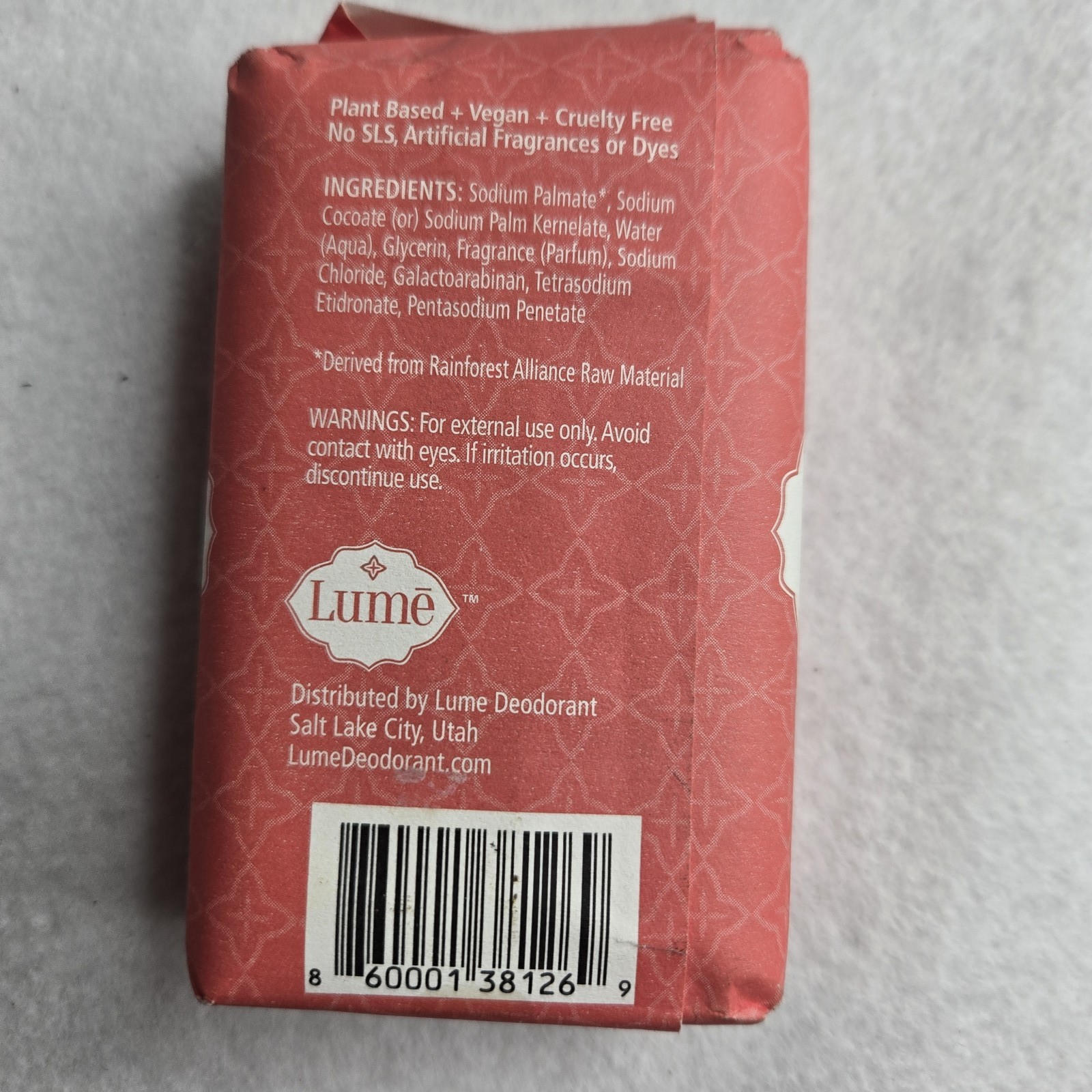 Lume Triple Milled Natural Soap Bar Lavender Sage Face & Body 5 oz Vegan Cruelty