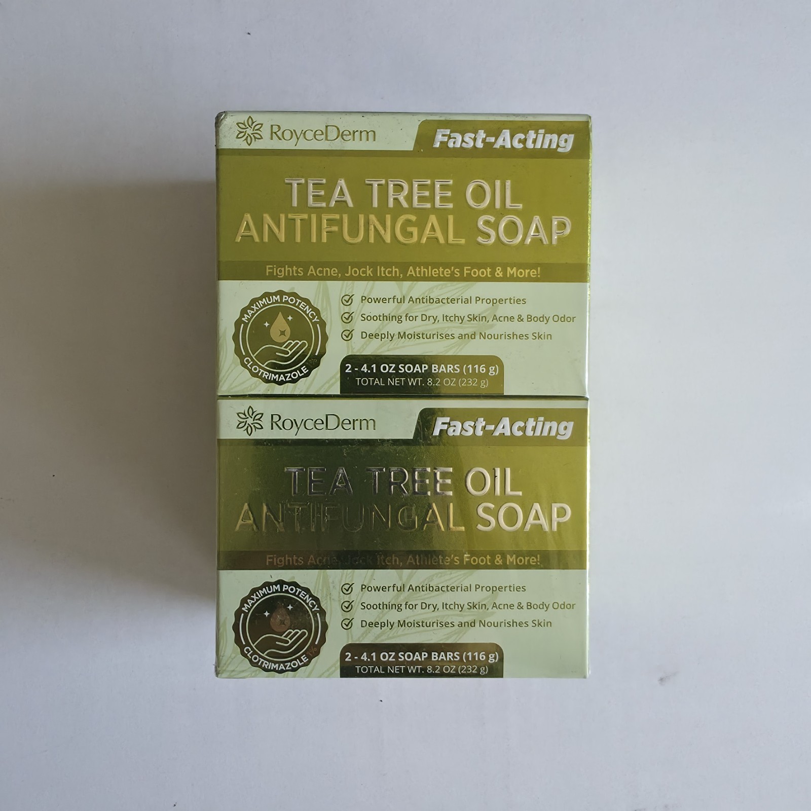 RoyceDerm – Tea Tree Oil Antifungal Soap – 2 Bars/4.1oz – 2 Pack – 4 Total Bars
