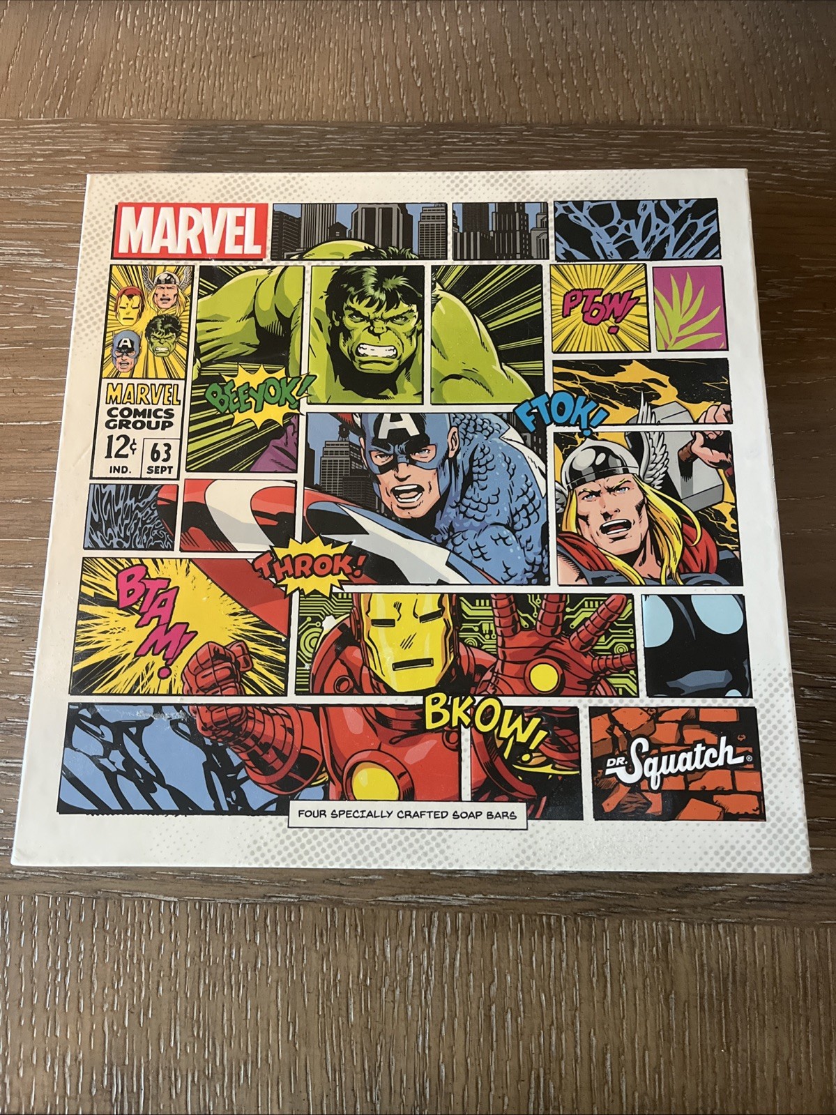 DR SQUATCH SOAP MARVEL BOX SET OF 4 IRON MAN-HULK-THOR-CAPTAIN AMERICA NEW/NIB