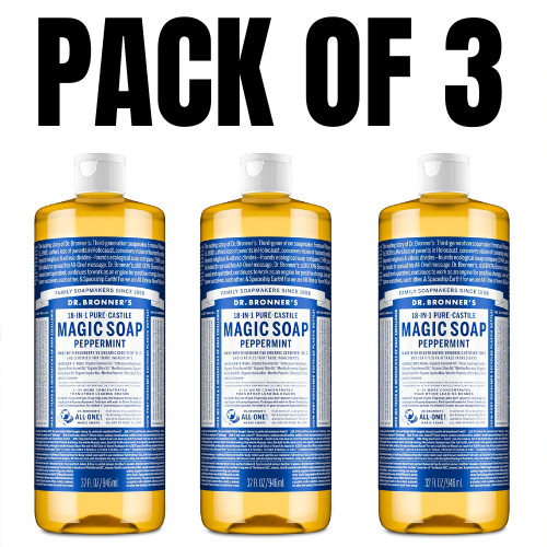 Dr. Bronner’s Pure-Castile Magic Liquid Soap – 32 fl. oz (Pack of 3)