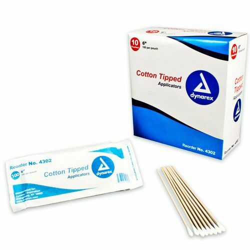 Dynarex Non-sterile Cotton Tipped Applicator, 6”, Box of 1000, 2 Pack