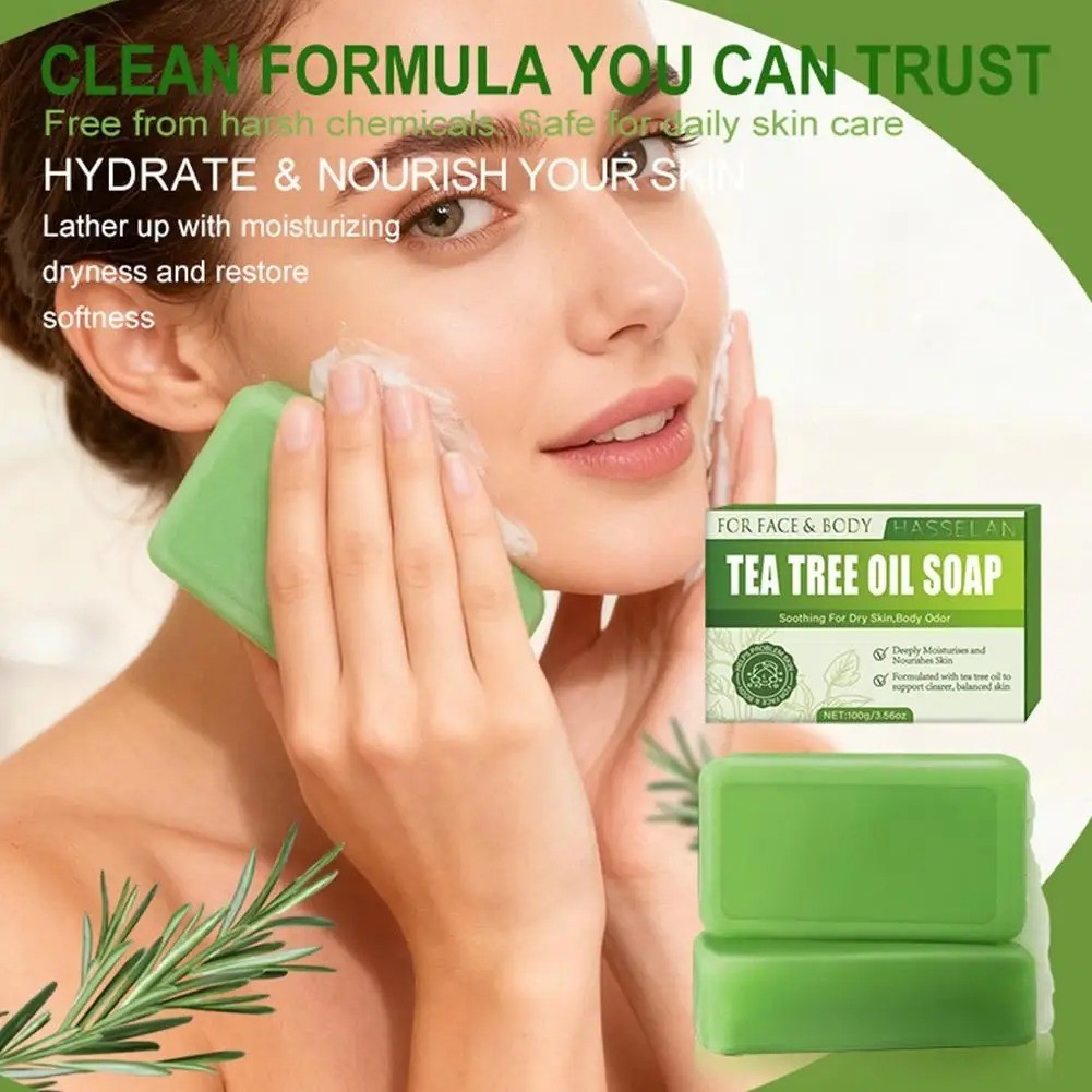 Tea Tree Soap 100g for Face & Body Acne Natural Oil Control Skin Cleanser Bar