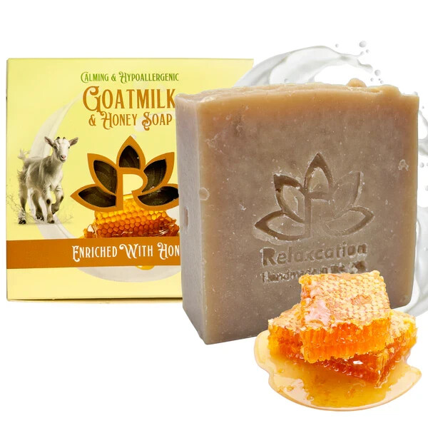 1 Natural Cold Process Soap Bar Goat Milk and Honey – Square
