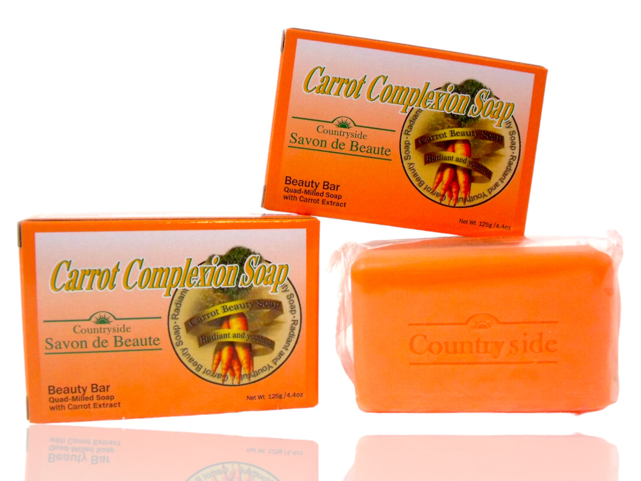2-Pack “Carrot Complexion Soap Bars” Skin Tone Improvement w/ Carrot Oil, 125g