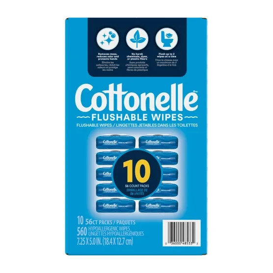 Cottonelle Flushable Wipes 560 Ct – Fresh Care Septic Safe Alcohol-Free Wipe Lot