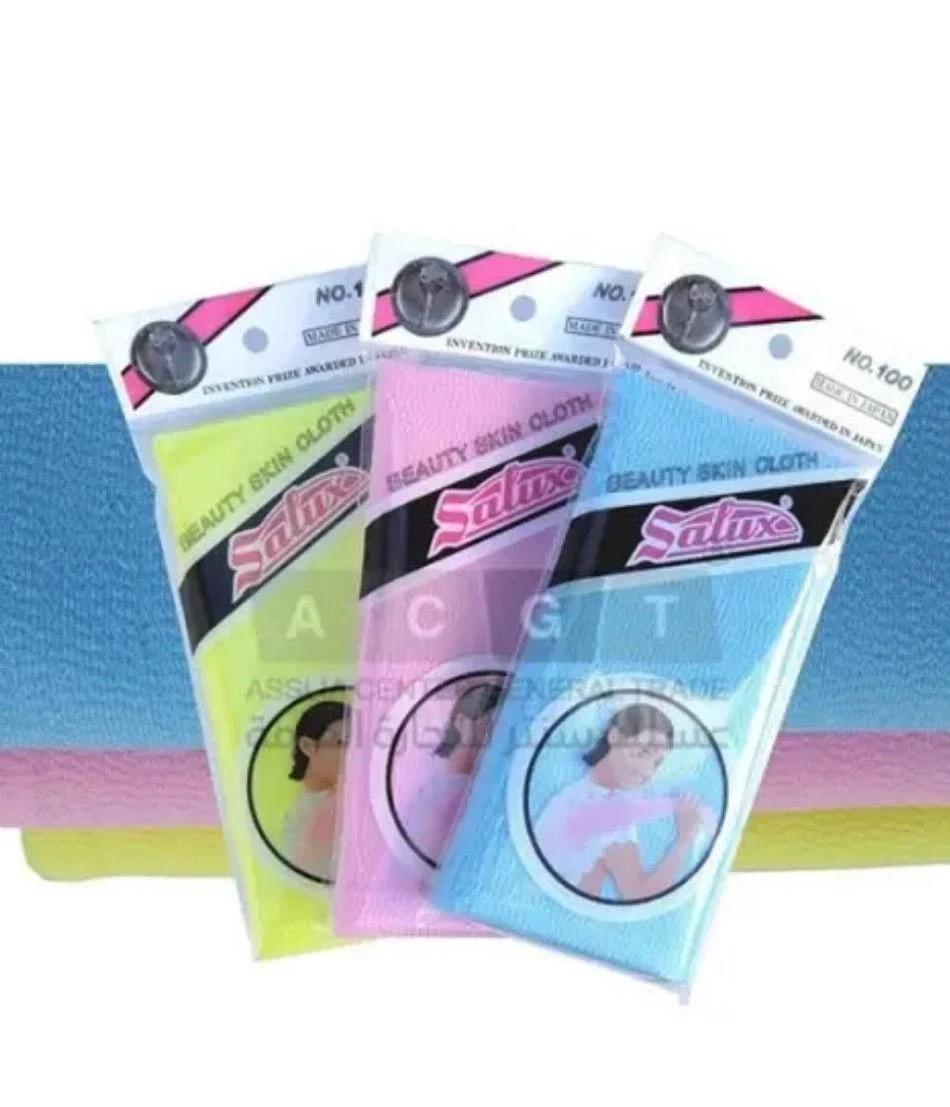 Salux Nylon Japanese Beauty Skin Bath Wash Cloth/towel (2) Blue AND PINK
