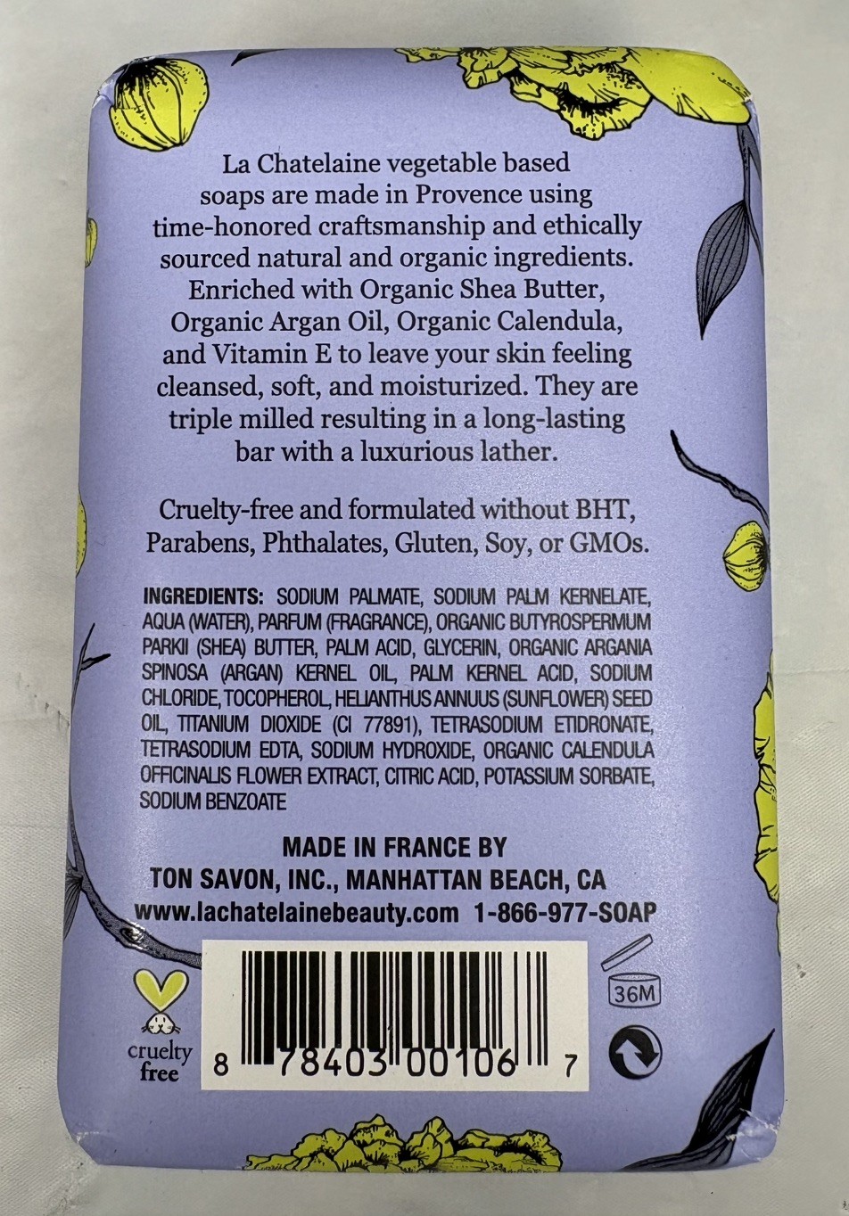 La Chatelaine Lavender 7oz Luxury Bar Soap – Made In France