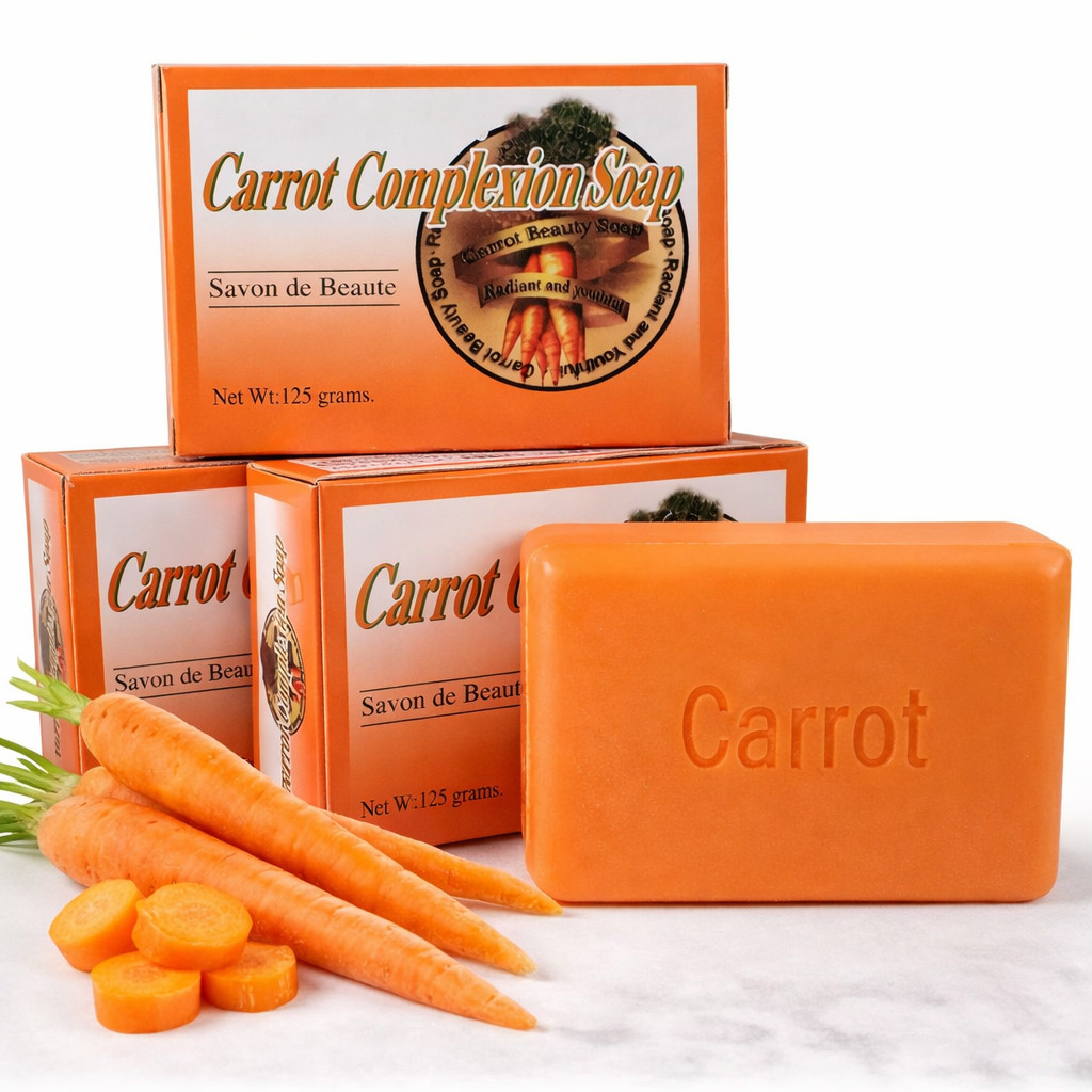 Carrot Complexion Soap 3 Bars Skin Brightening Cleansing Soap Savon de Beaute
