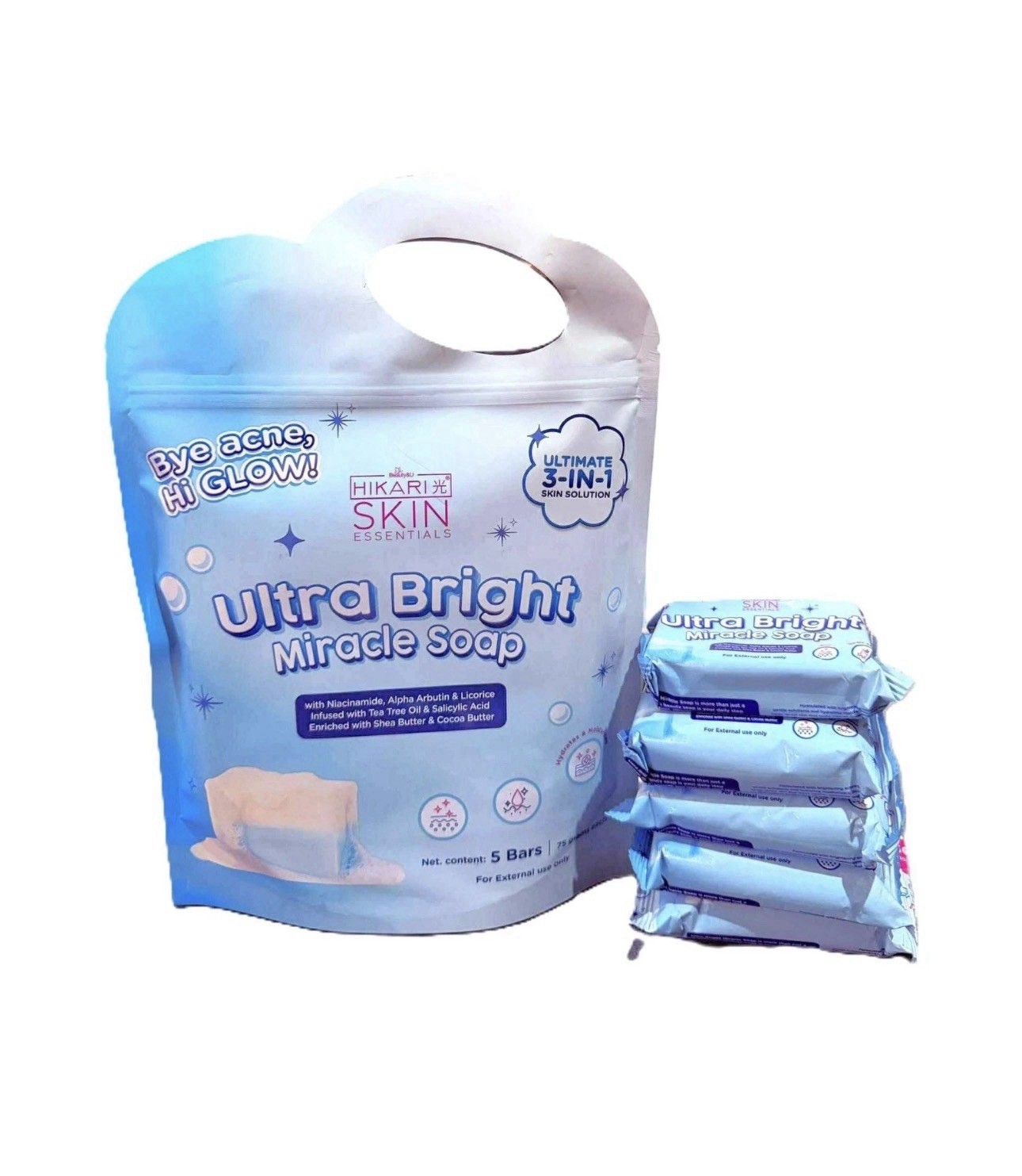 5 Bars Hikari UltraBright Miracle Soap – Gentle Daily Cleanse for Smooth Skin