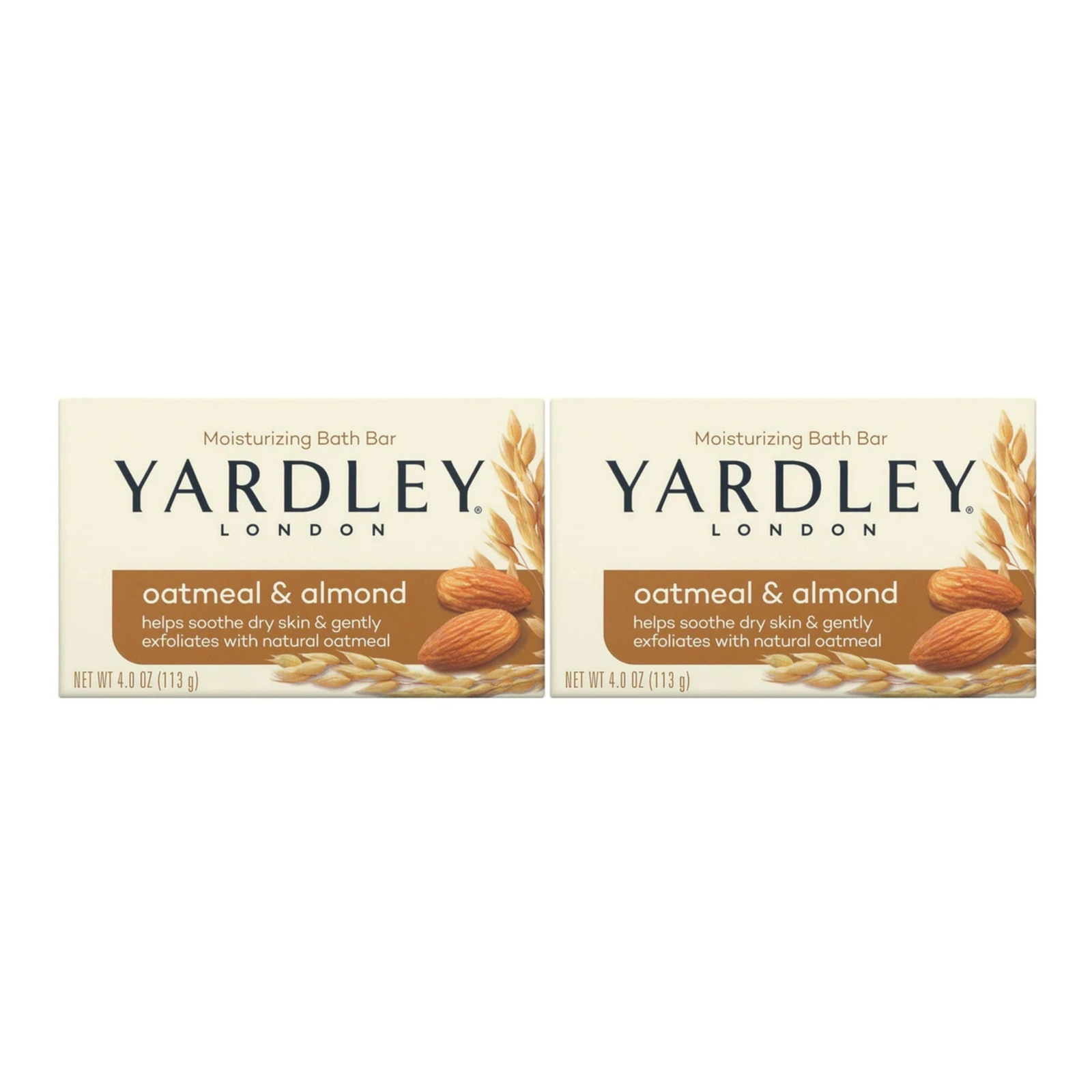 Yardley London Oatmeal & Almond Moisturizing Bath Bar Soap, 4.0 oz. (Pack of 2)