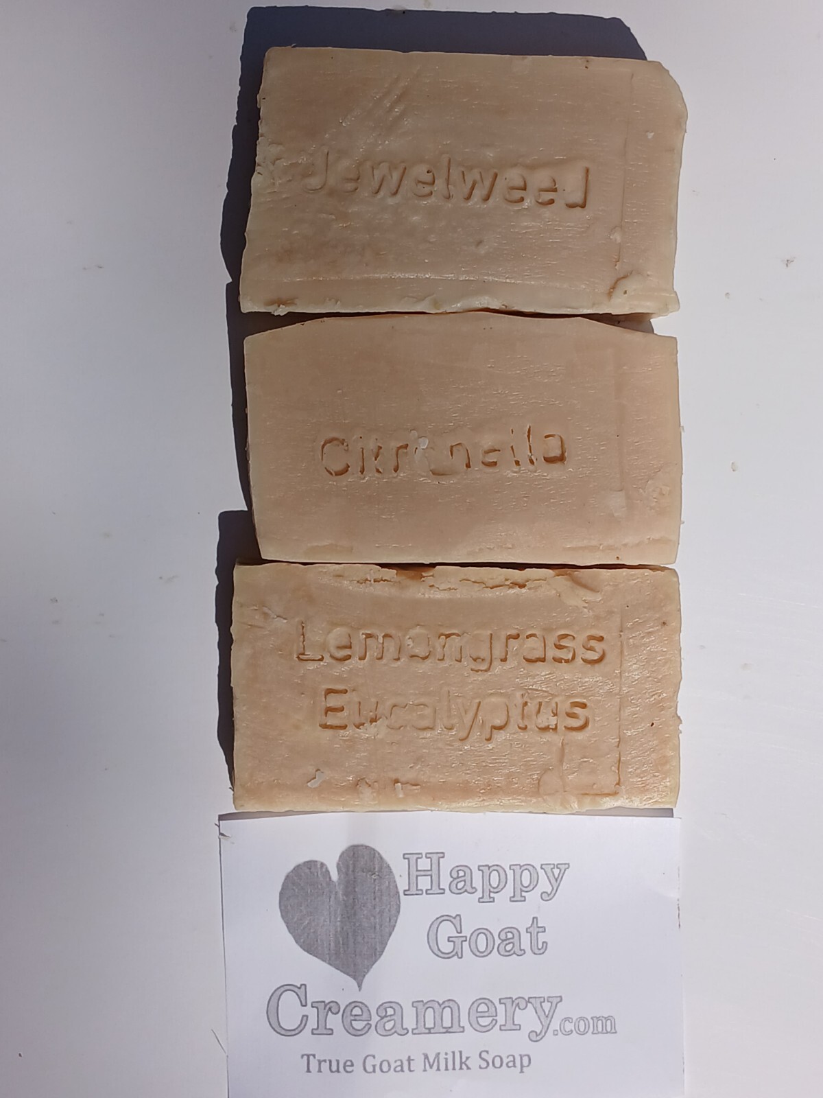 3 BARS CHEAP GOAT MILK SOAP HAPPY GOAT CREAMERY JEWELWEED LEMONGRASS CITRONELLA