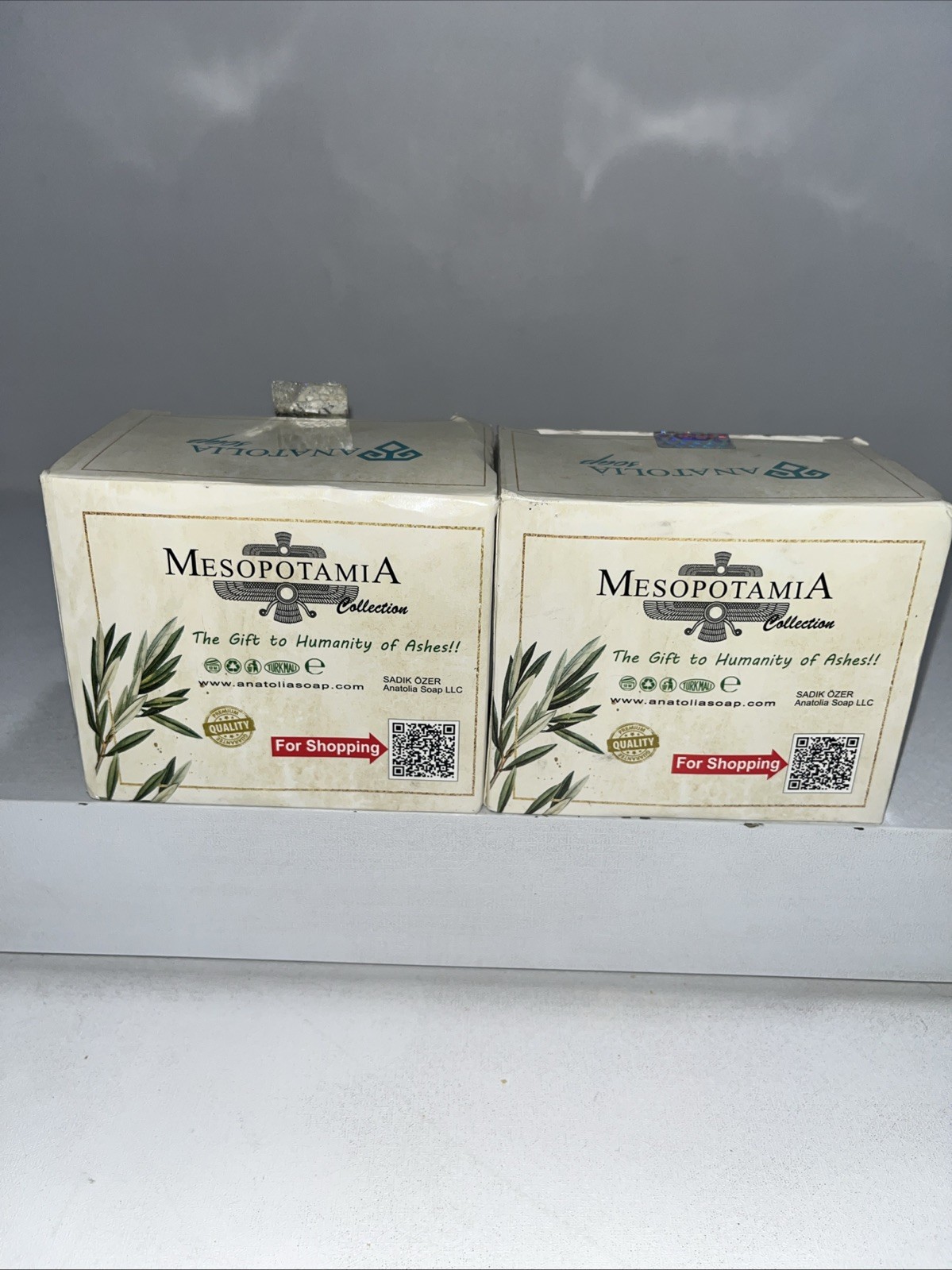 2 Box’s Mesopotamia Natural Olive Bar Soap, 14oz Each Bar, 4 Bars Total