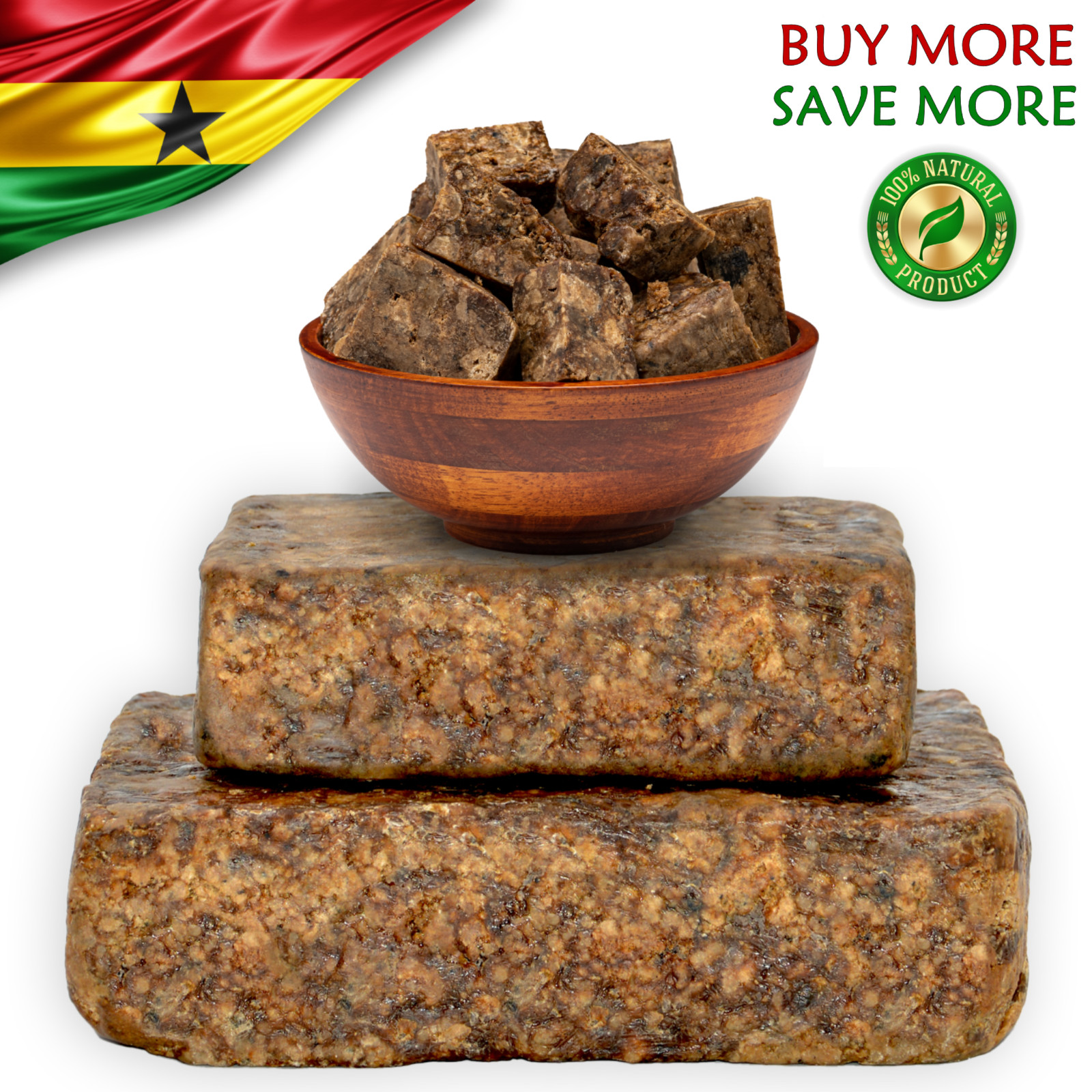 Raw African Black Soap Bar 5 lbs. Bulk Wholesale 100% Pure Natural Organic Ghana
