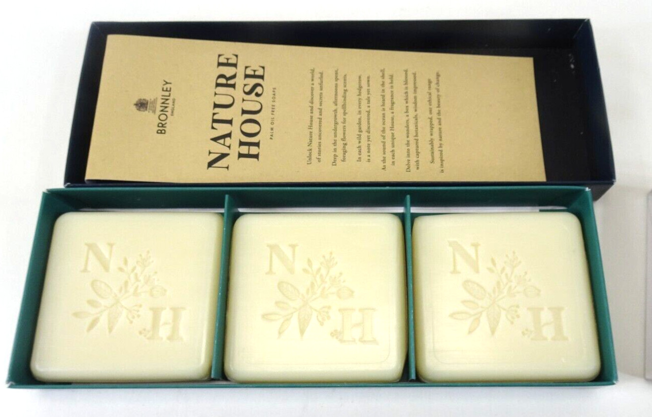 Soap Nature House 3 Bars Palm Oil-Free Vegan Mandarin Orange Bronnley England