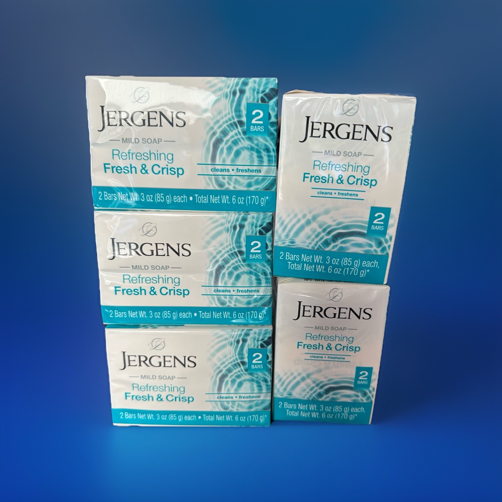 5x Lot Jergens Fresh & Crisp Mild Soap 10 Bars Total New Sealed