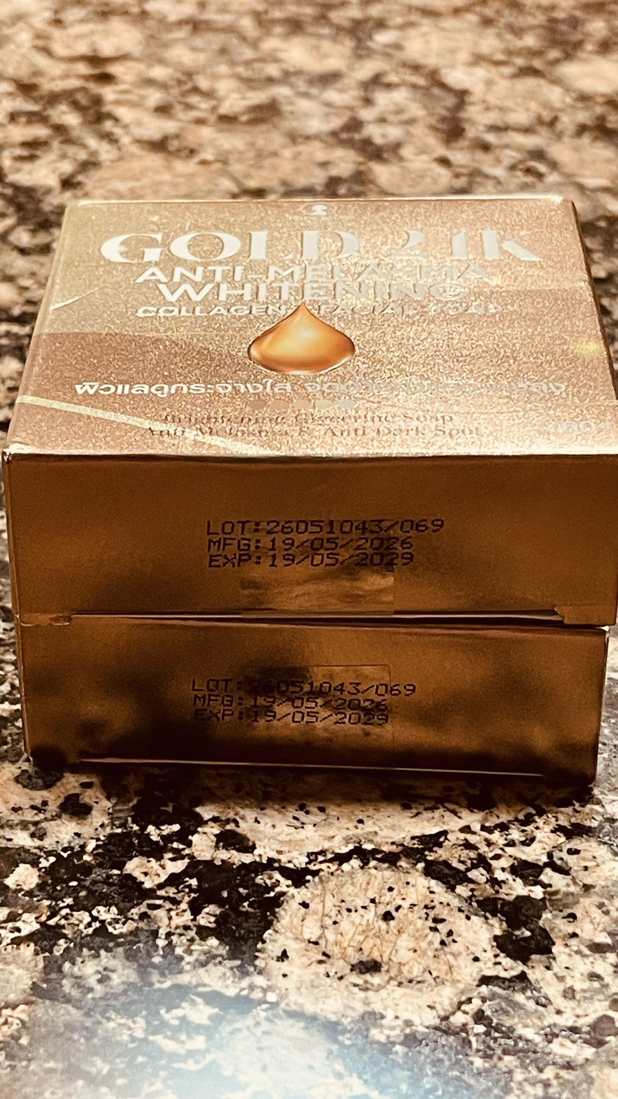 2 Bars Precious Skin Gold 24K Anti-Melasma Whitening Collagen Facial Soap 50g