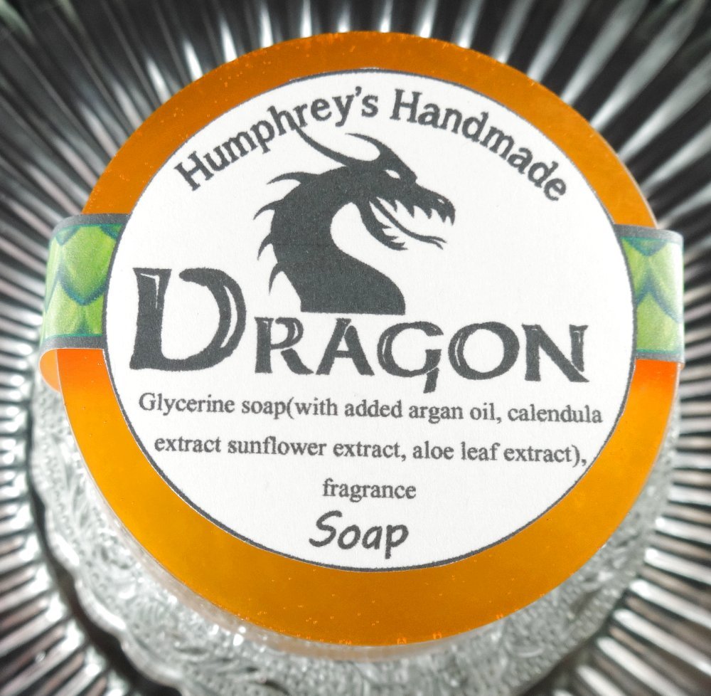 Men’s DRAGON Smoke Bonfire Scent Shave Soap, Puck Glycerin Bar USA Made Smokey