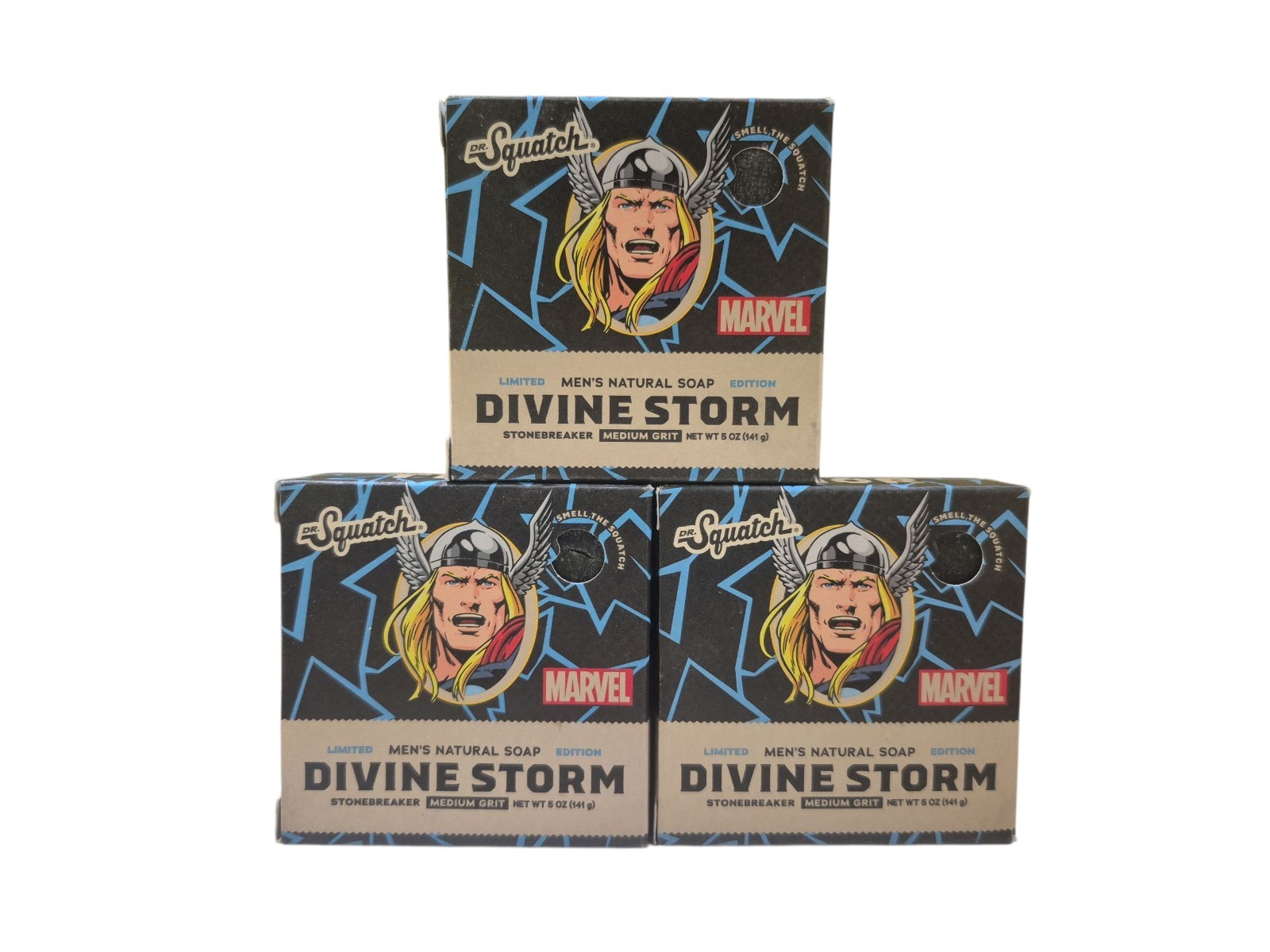 Lot 3 Pack Dr Squatch Divine Storm Thor Limited Edition Soap Marvel Avengers