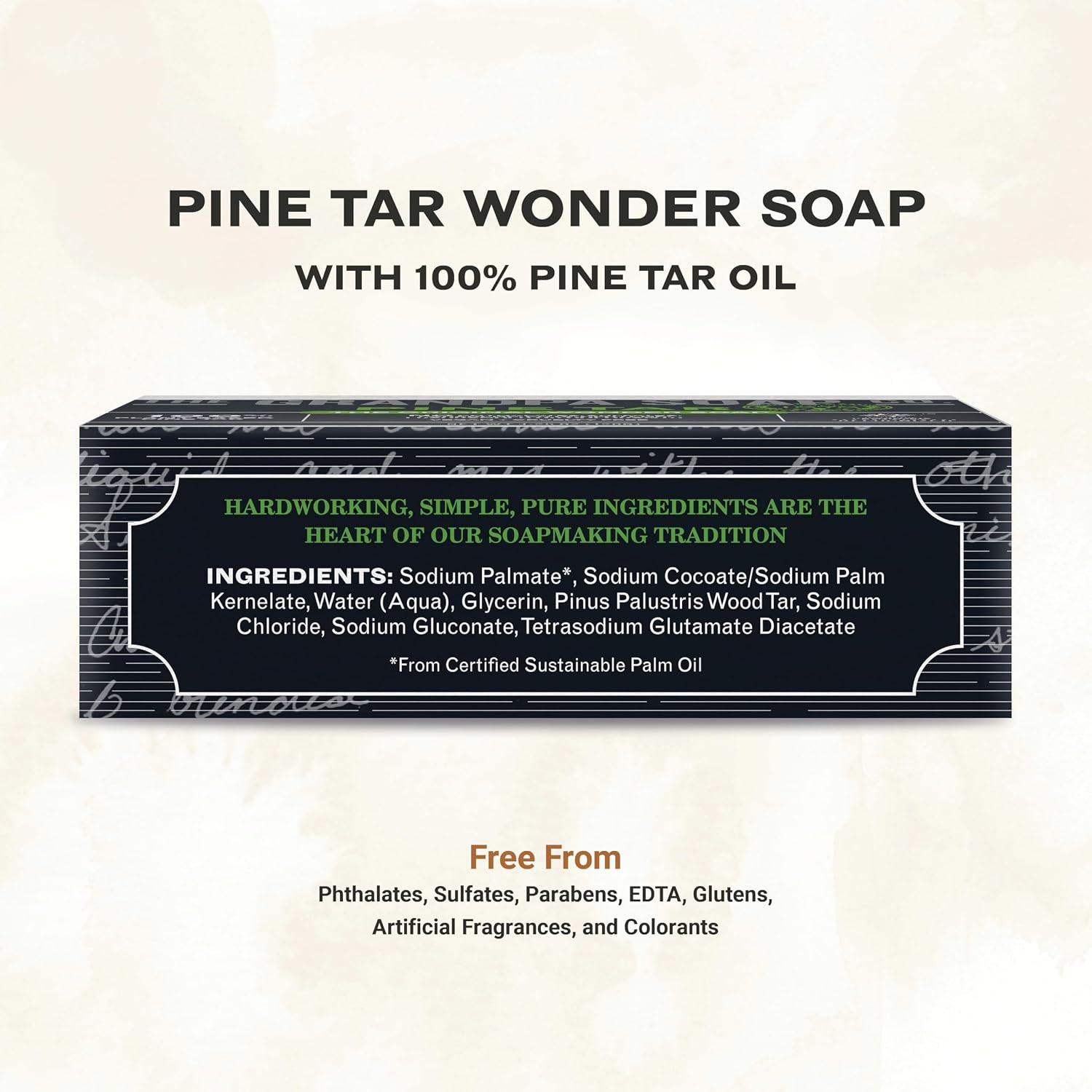 The Grandpa Soap Company Pine Tar Bar Soap for Men- Made with Pine Tar Oil, 3 in