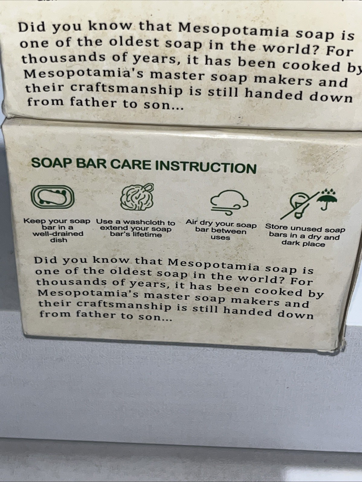 2 Box’s Mesopotamia Natural Olive Bar Soap, 14oz Each Bar, 4 Bars Total