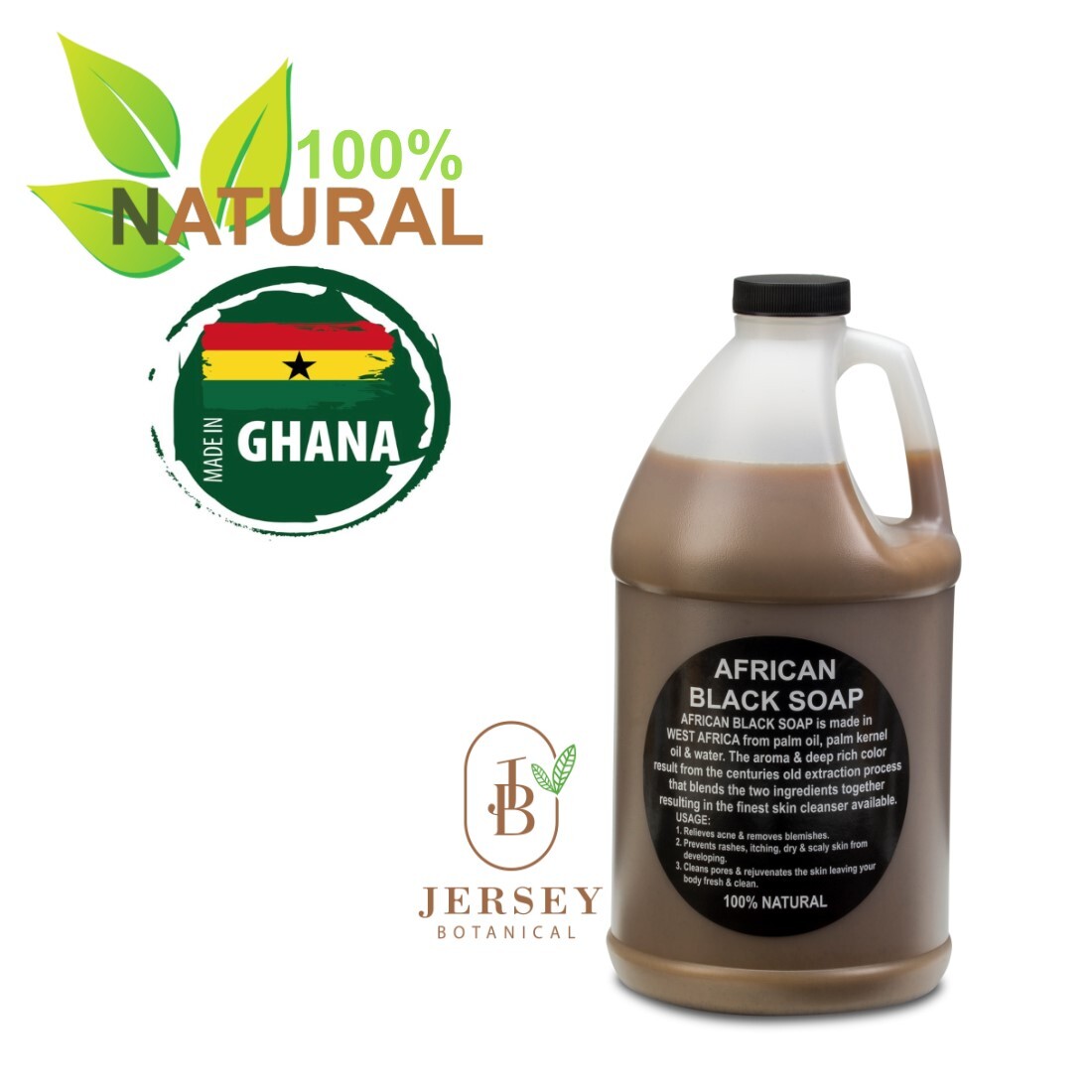 Liquid African Black Soap Half Gallon 100% Pure Natural Raw Organic Face Body