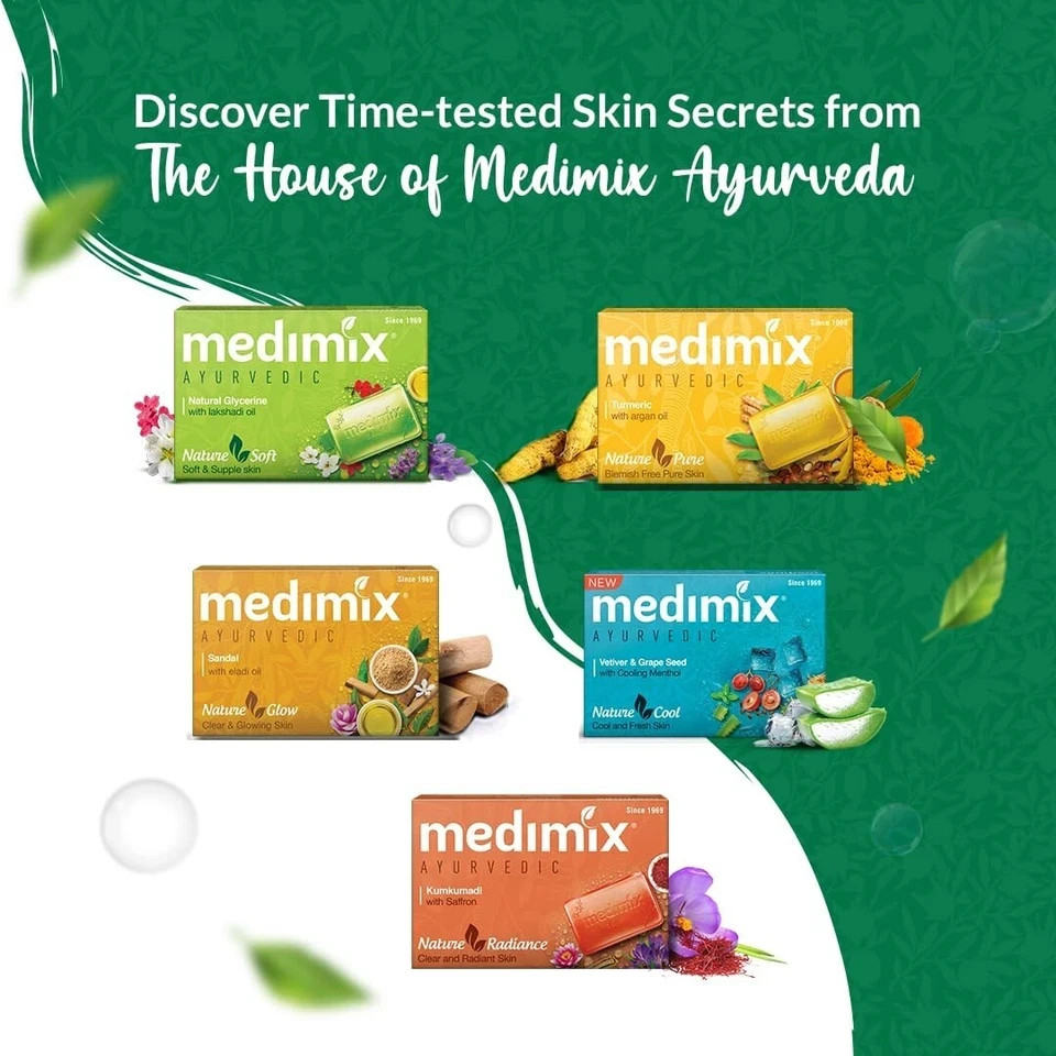 Medimix Ayurvedic Bathing Soap 125g x 5 Bars | Natural Herbal Cleanser