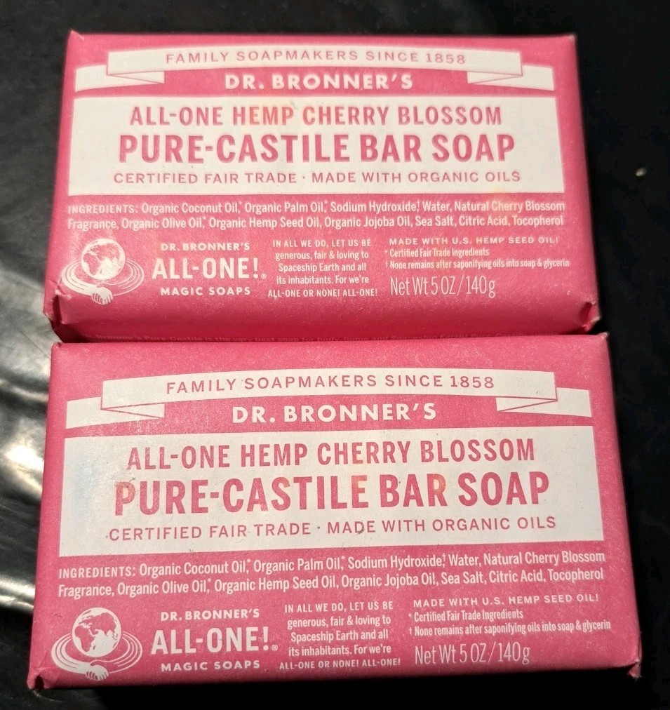 Dr Bronner’s Limited-Edition Cherry Blossom Magic Bar Soap 2 – 5oz Bars