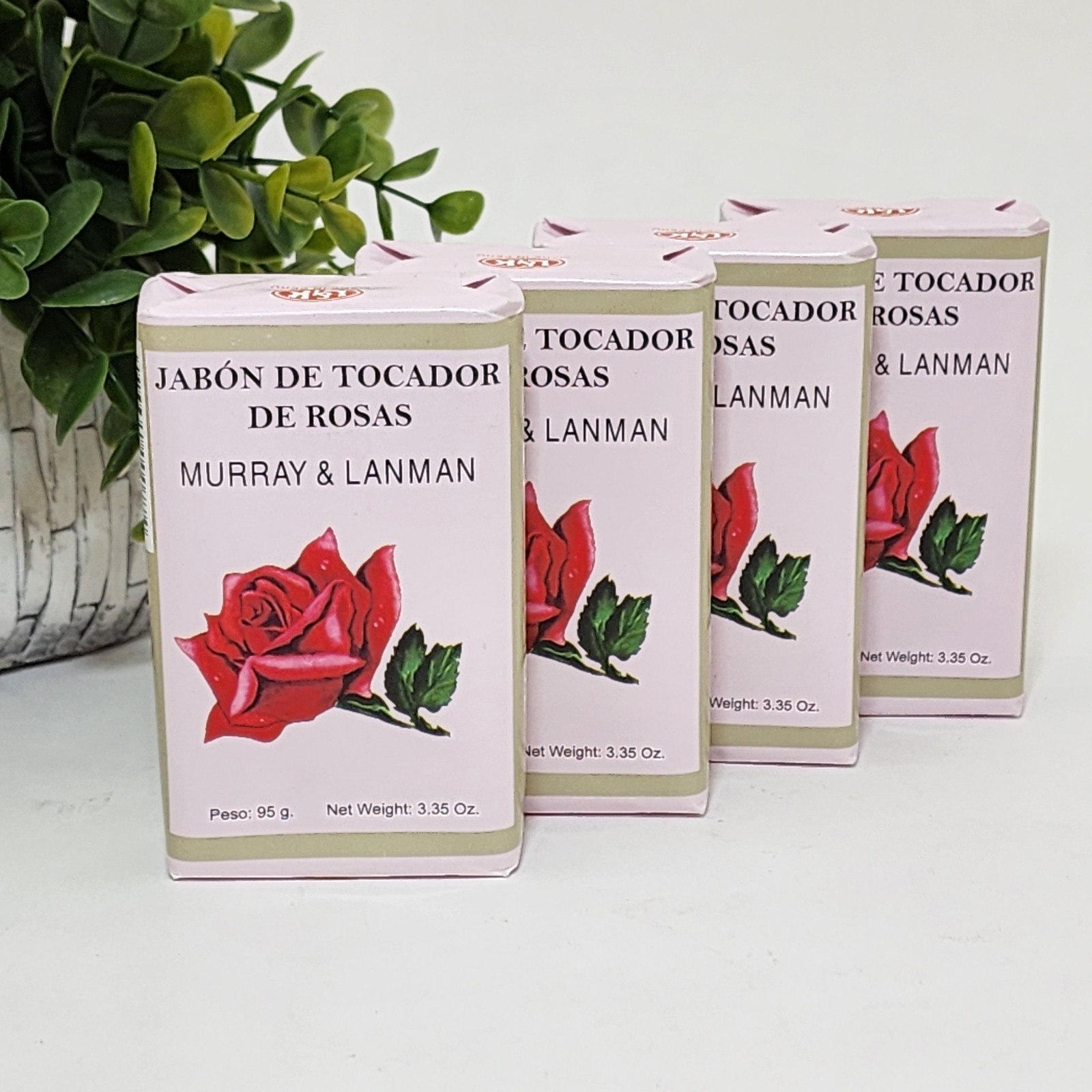 Rose Soap by Murray & Lanman – Jabon de Tocador de Rosas – 4 Bars 3.35 oz each
