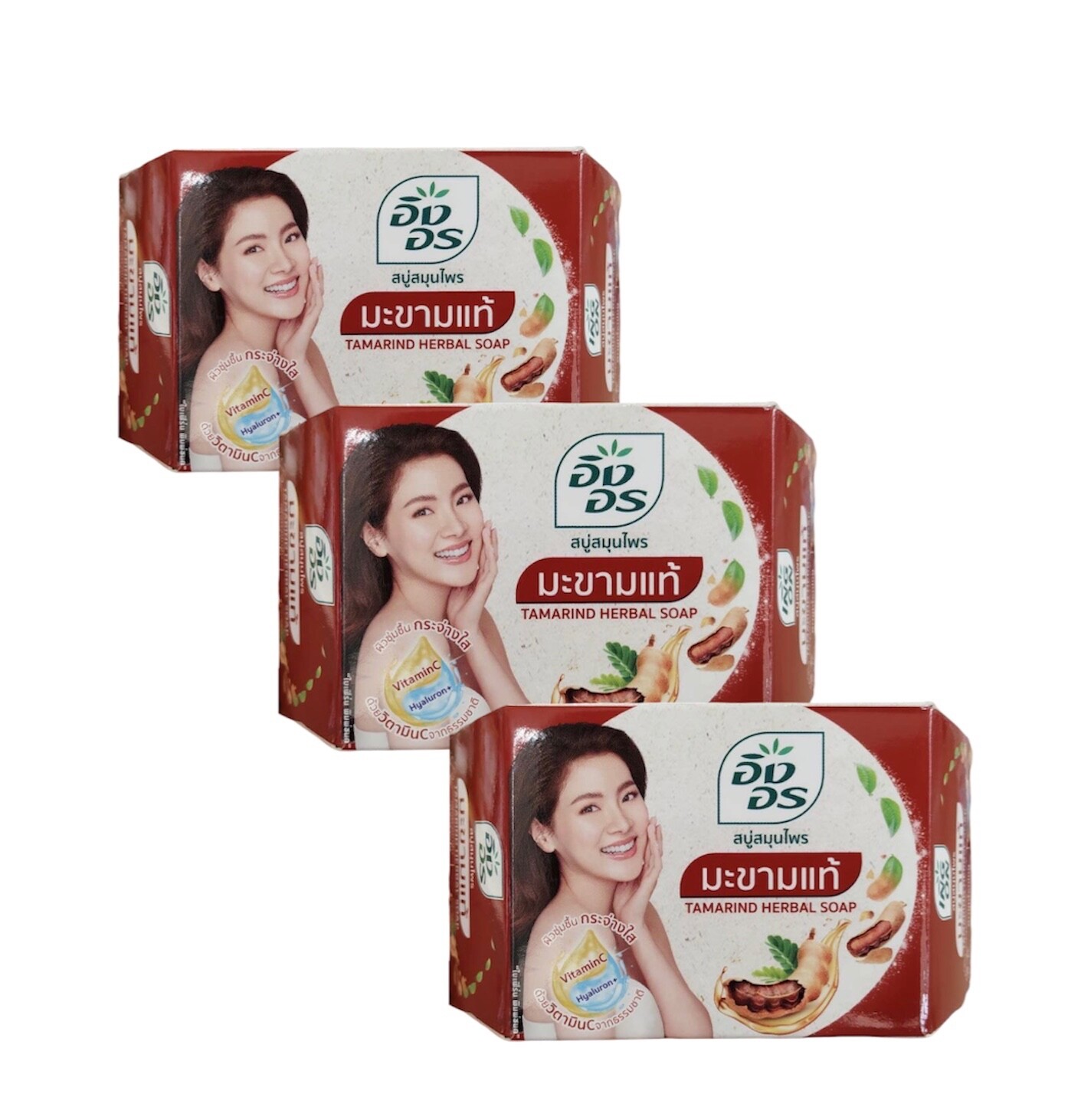 3x85g Ing On Tamarind Herbal Face Body Bar Soap Hyaluron Vitamin C&E Natural