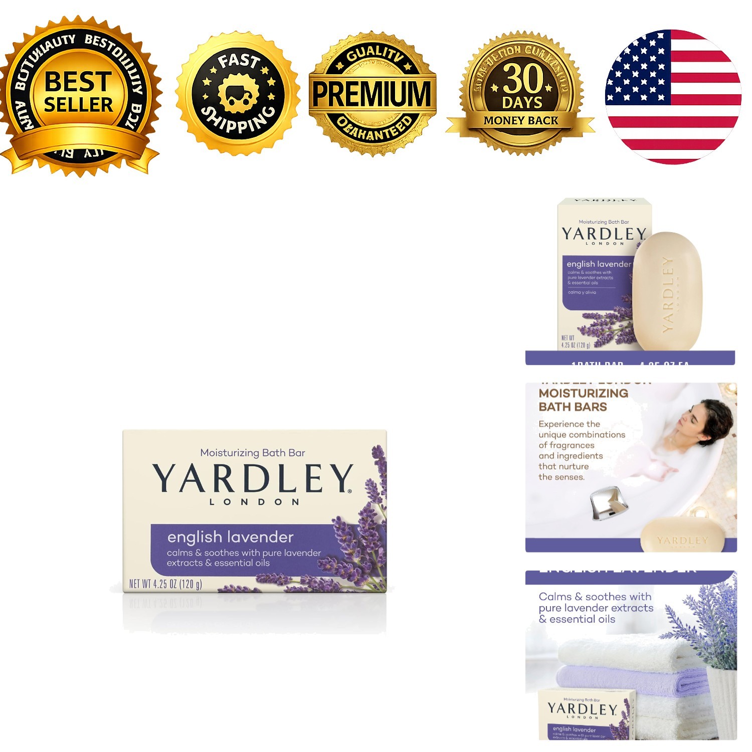 London English Lavender Essential Oils Soap Bar 4.25 oz 1 Pack