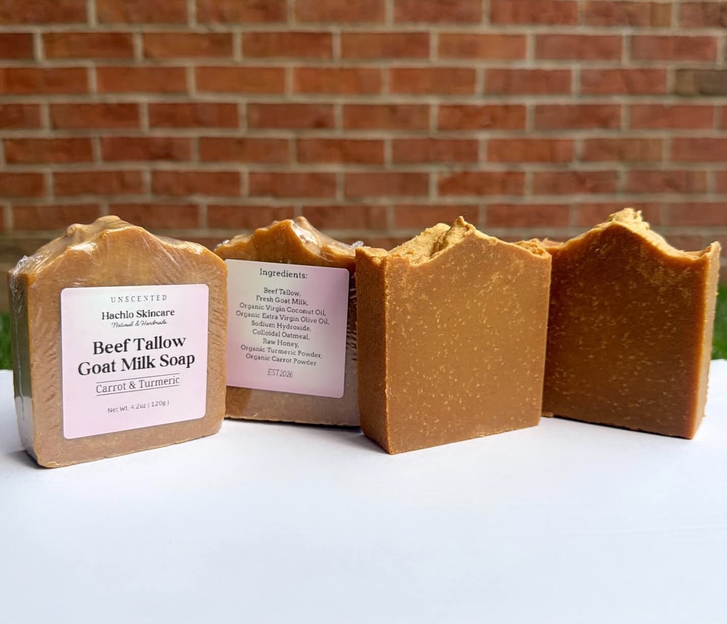 1 Bar Unscented Beef Tallow & Goat Milk Soap – Carrot & Turmeric