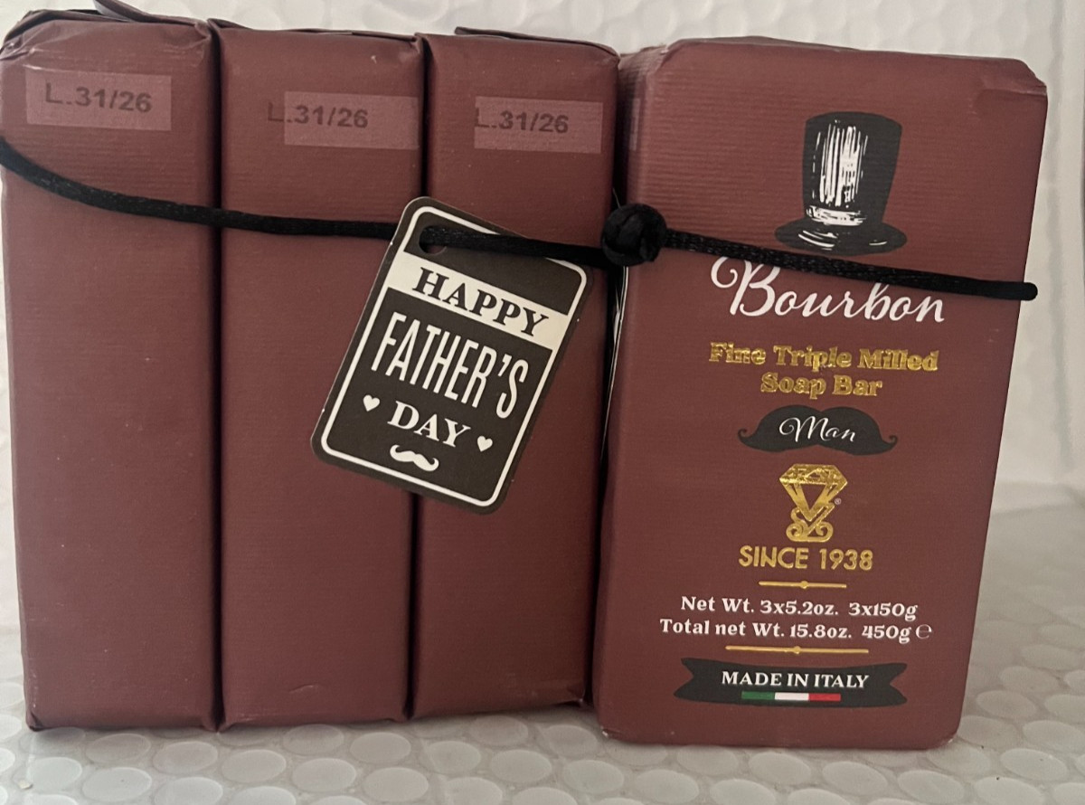 SAPONIFICIO ZENI DIAMANTE BOURBON FINE TRIPLE SOAP BAR MEN(2PACKOF 3 SOAPS)=6