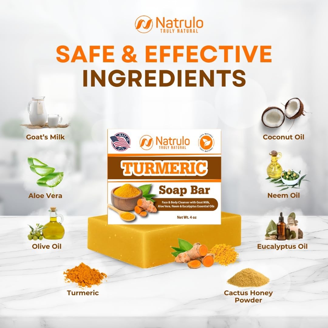 Turmeric Soap Bar for Face & Body – Natural Turmeric Skin Brightening Soap for D