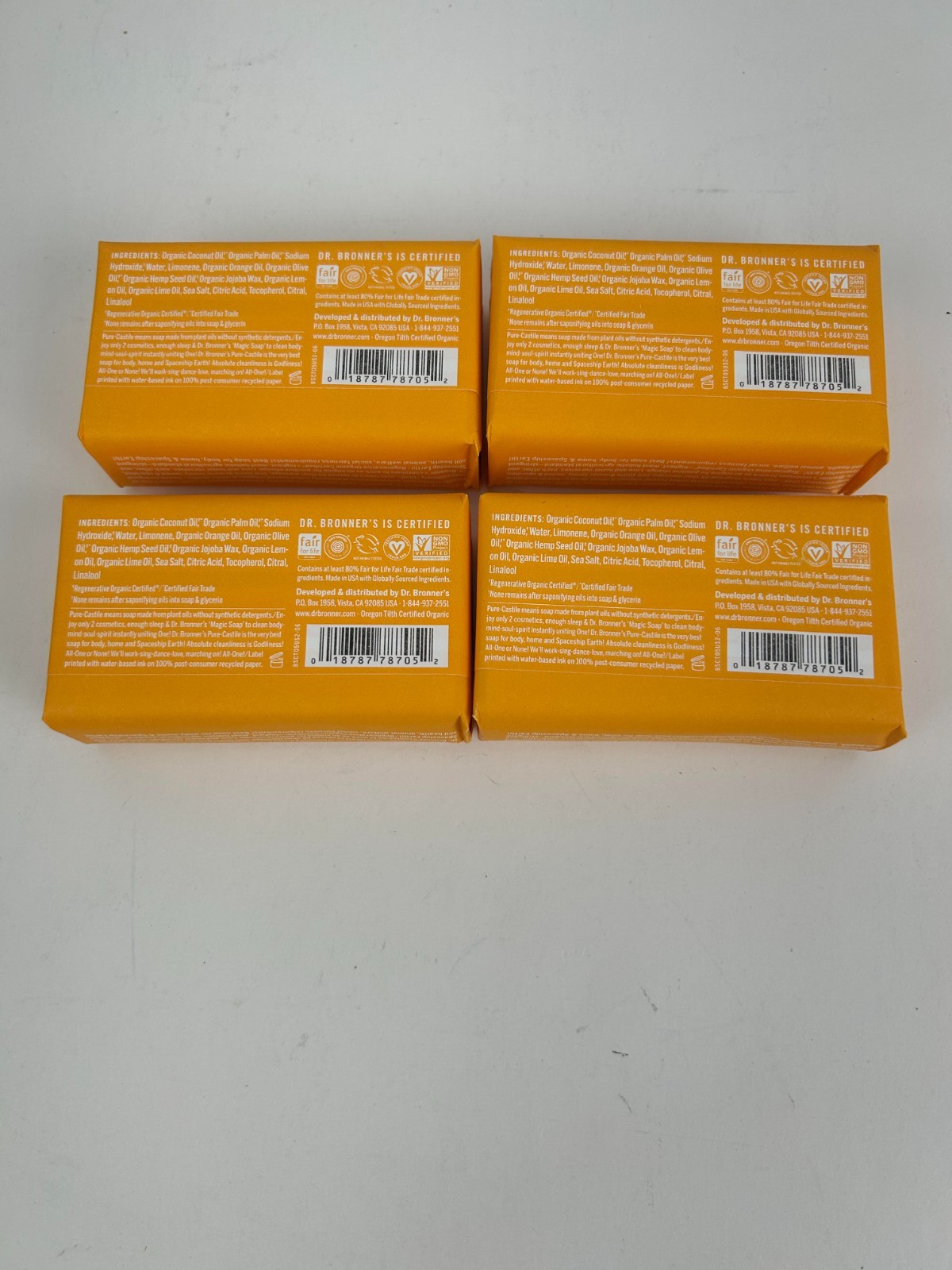 4 Pack Dr. Bronner’s, All-One Pure-Castile Magic Bar Soap, 5 oz (140 g) Citrus