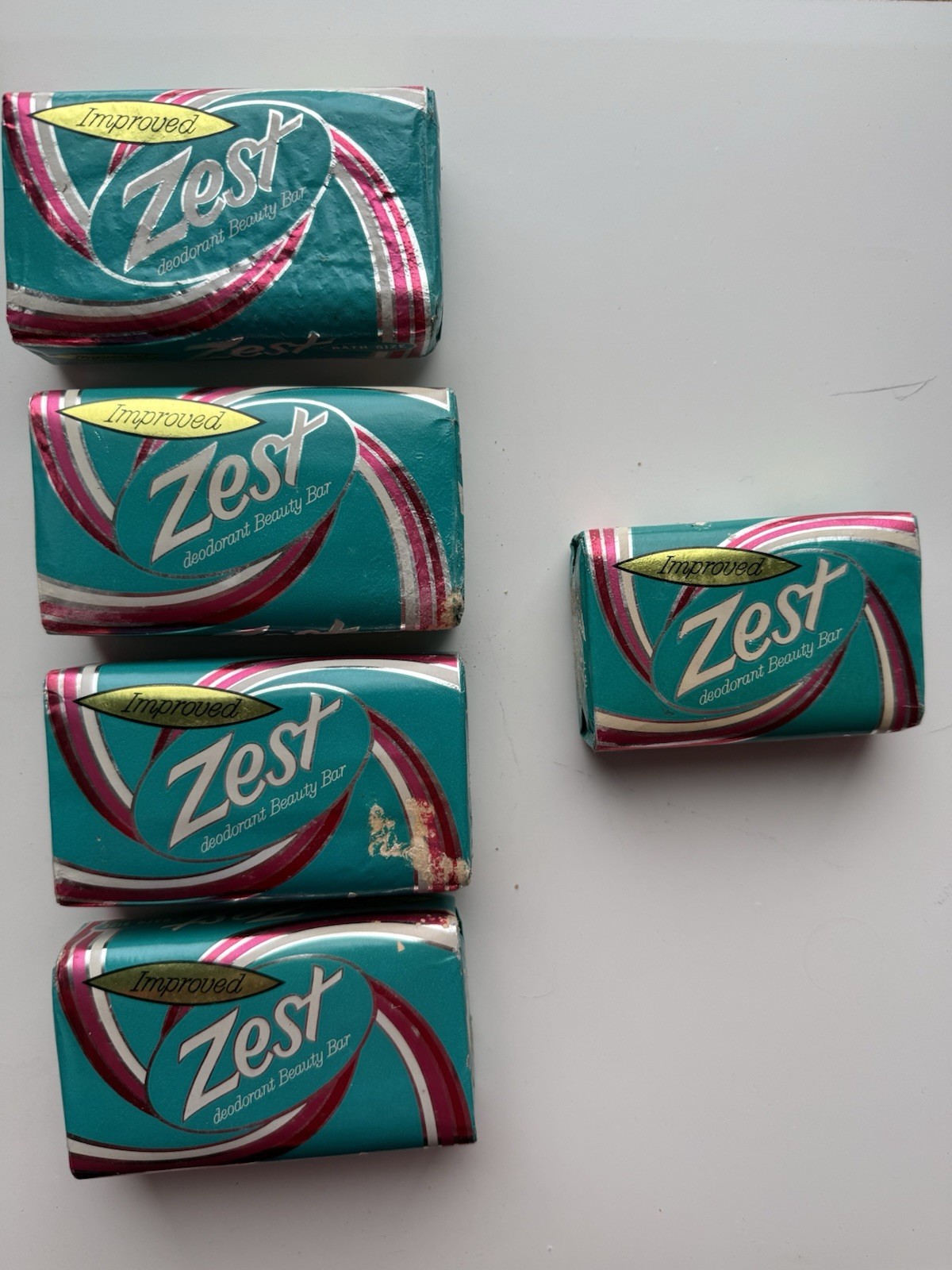 5X Vintage Zest Improved Deodorant Beauty Bath Bar Soap P&G Movie Prop Aqua