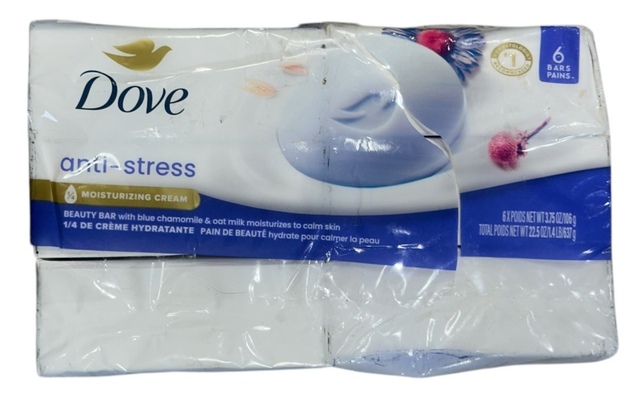 (6) Dove Beauty Bar Gentle Cleanser Anti-Stress Cream Bar 1/4 Moisturizing Cream