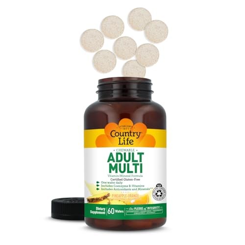 Country Life Adult Chewable Multivitamin with Coenzyme 60 Count (Pack of 1)